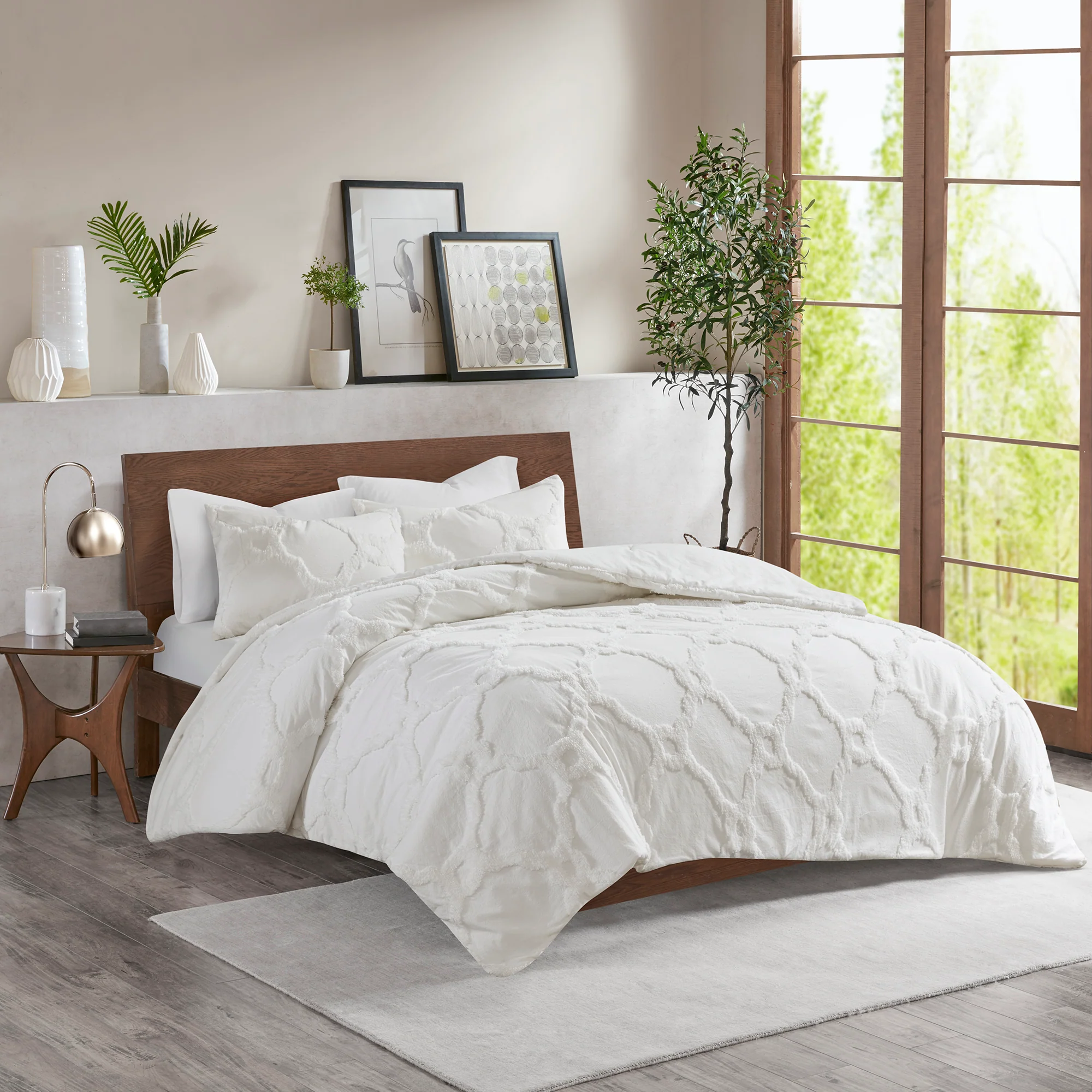 Pacey 3-Piece Tufted Cotton Chenille Geometric Comforter Set