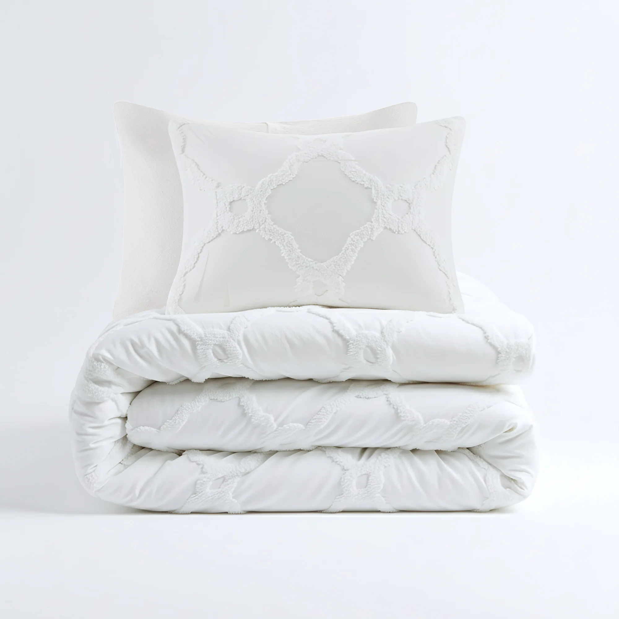 Pacey 3-Piece Tufted Cotton Chenille Geometric Duvet Cover Set