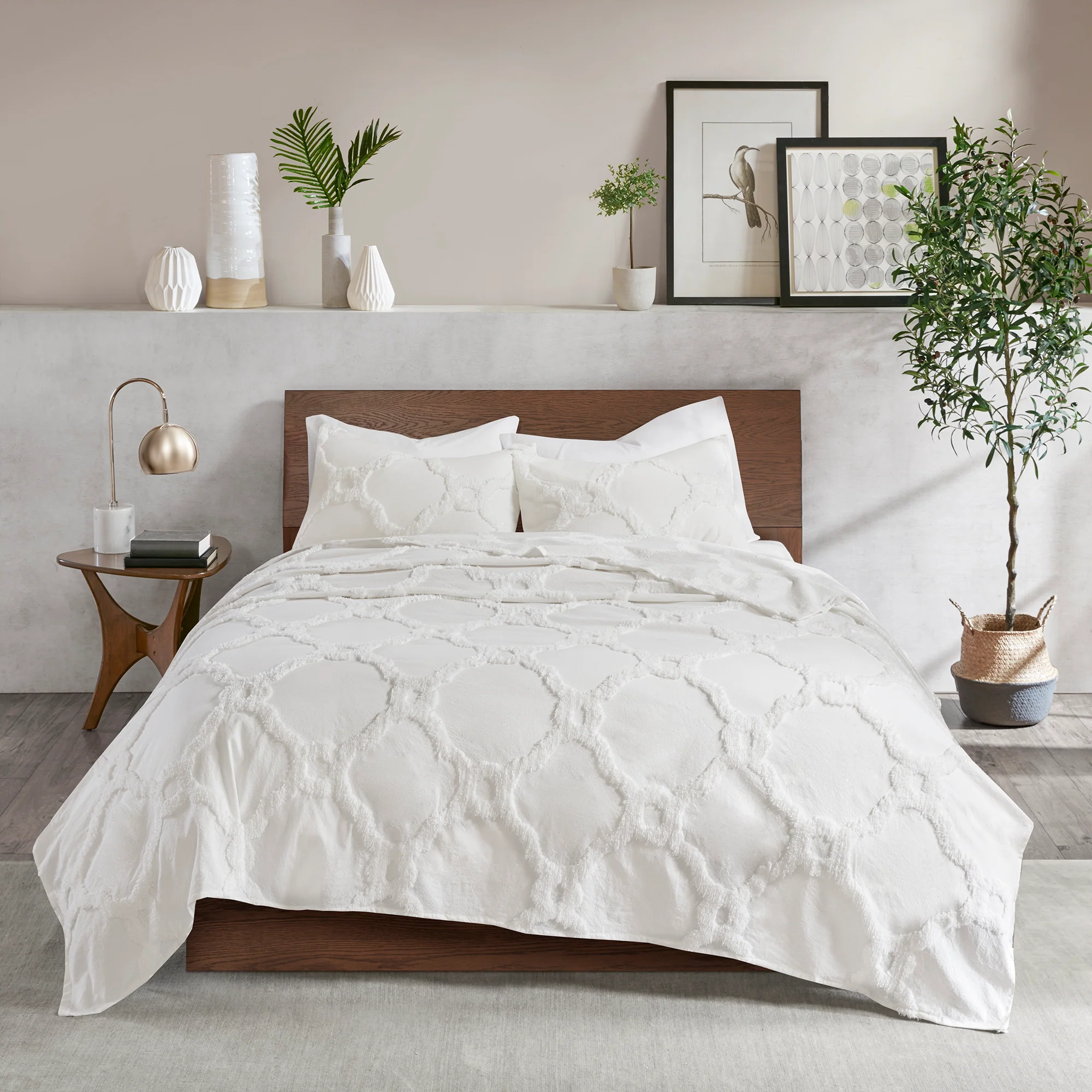 Pacey 3-Piece Tufted Cotton Chenille Geometric Duvet Cover Set - Image 11