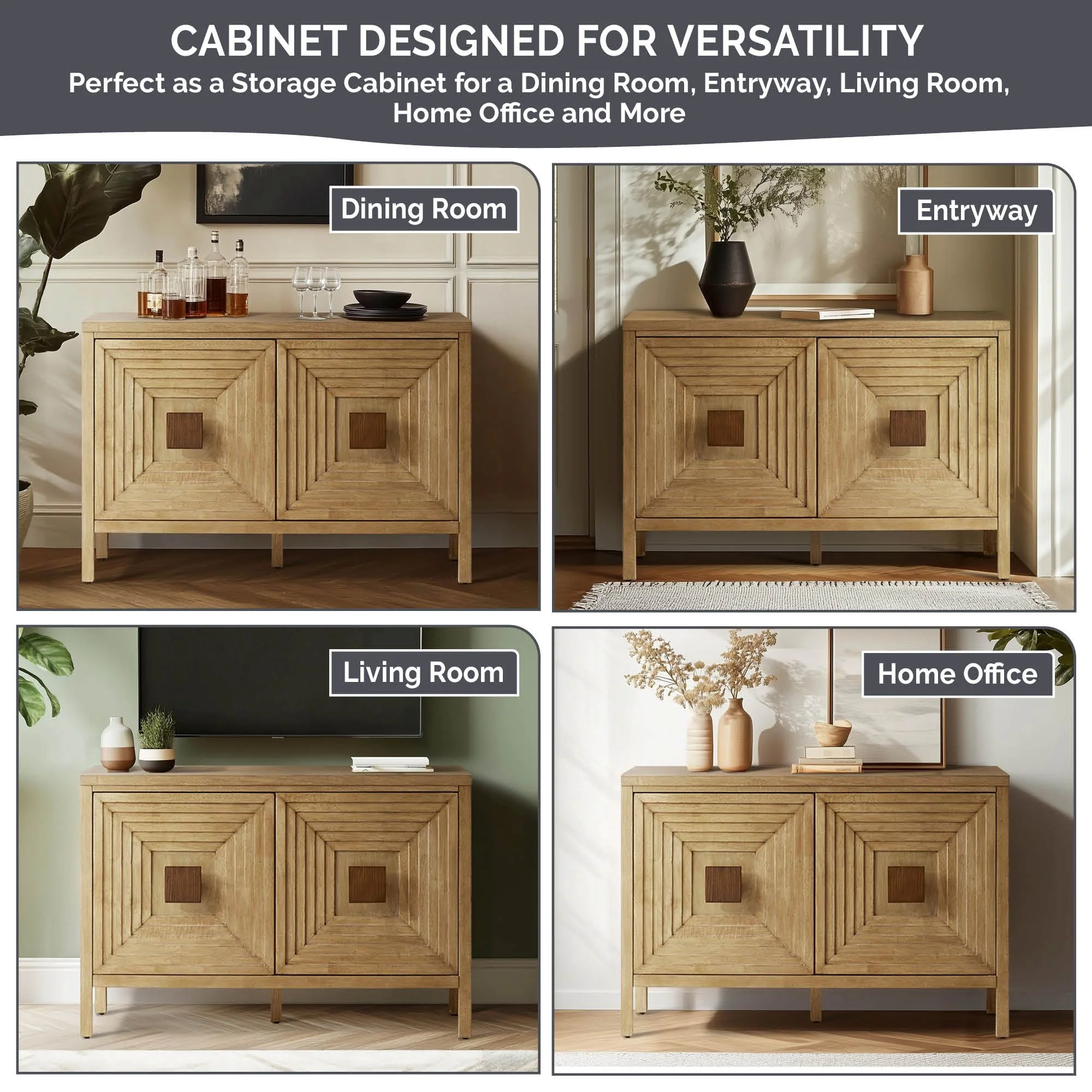 Paige Geometric 2-Door Storage Cabinet With Adjustable Shelves - Image 15