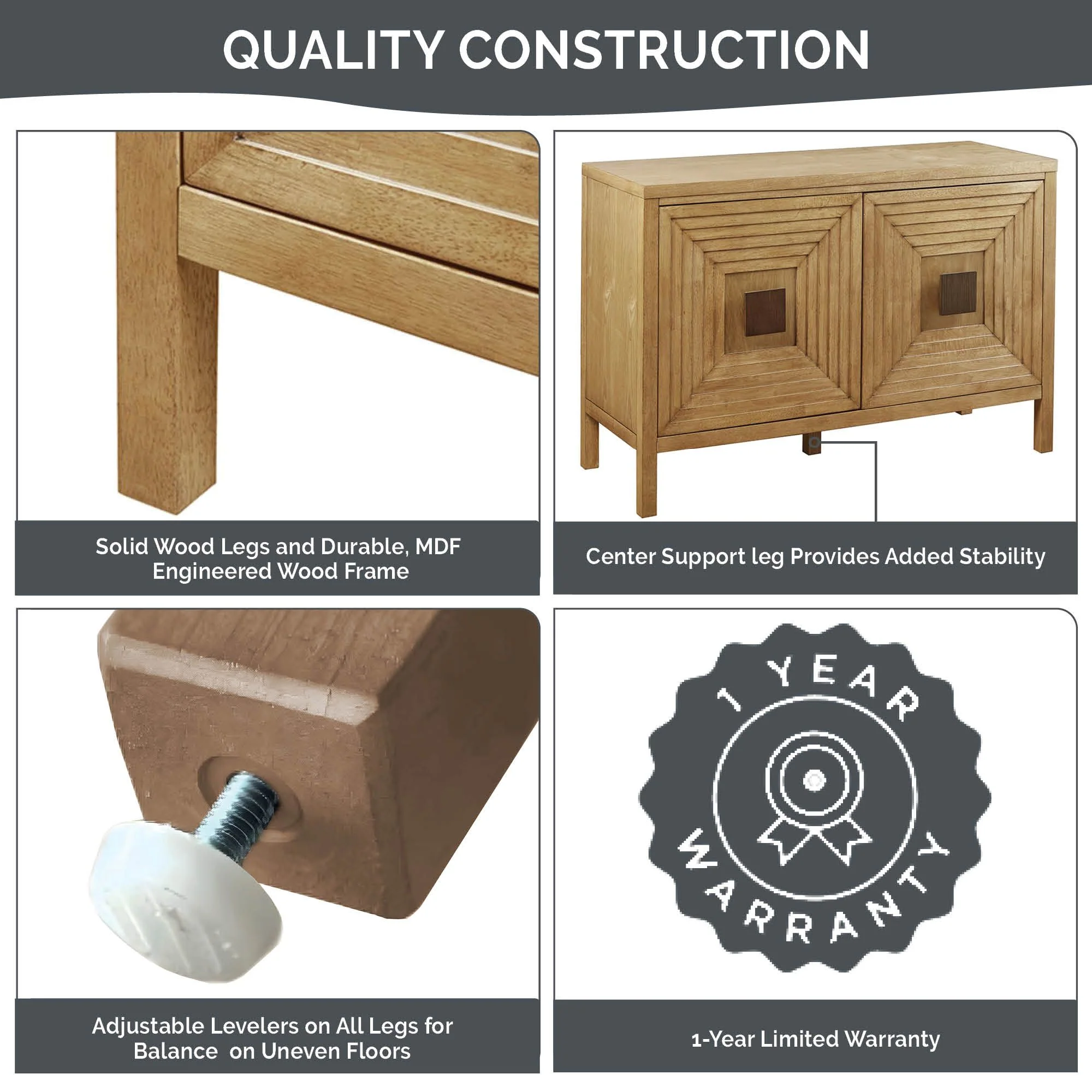 Paige Geometric 2-Door Storage Cabinet With Adjustable Shelves - Image 16