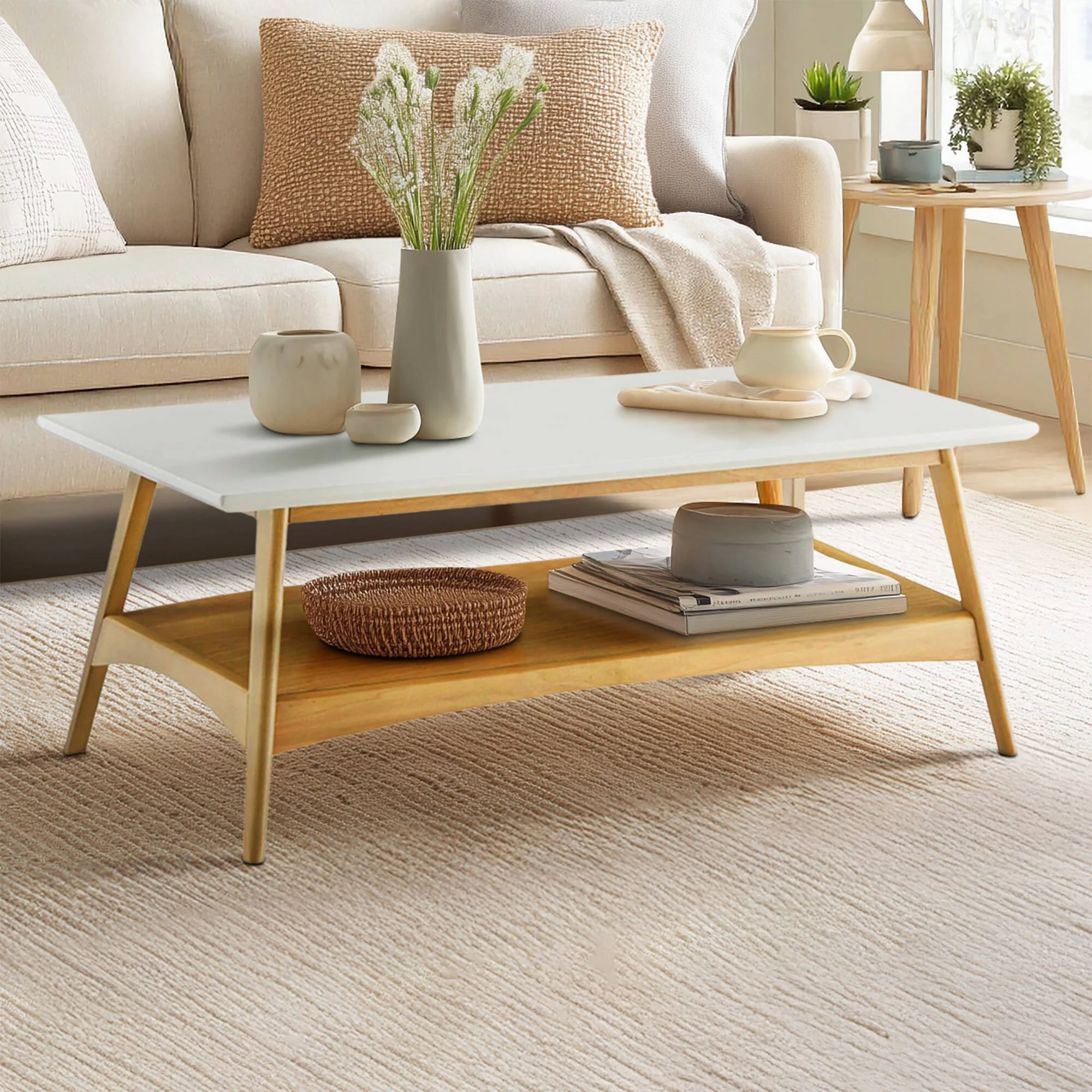 Parker Mid-century Coffee Table with Storage Shelf - Image 28