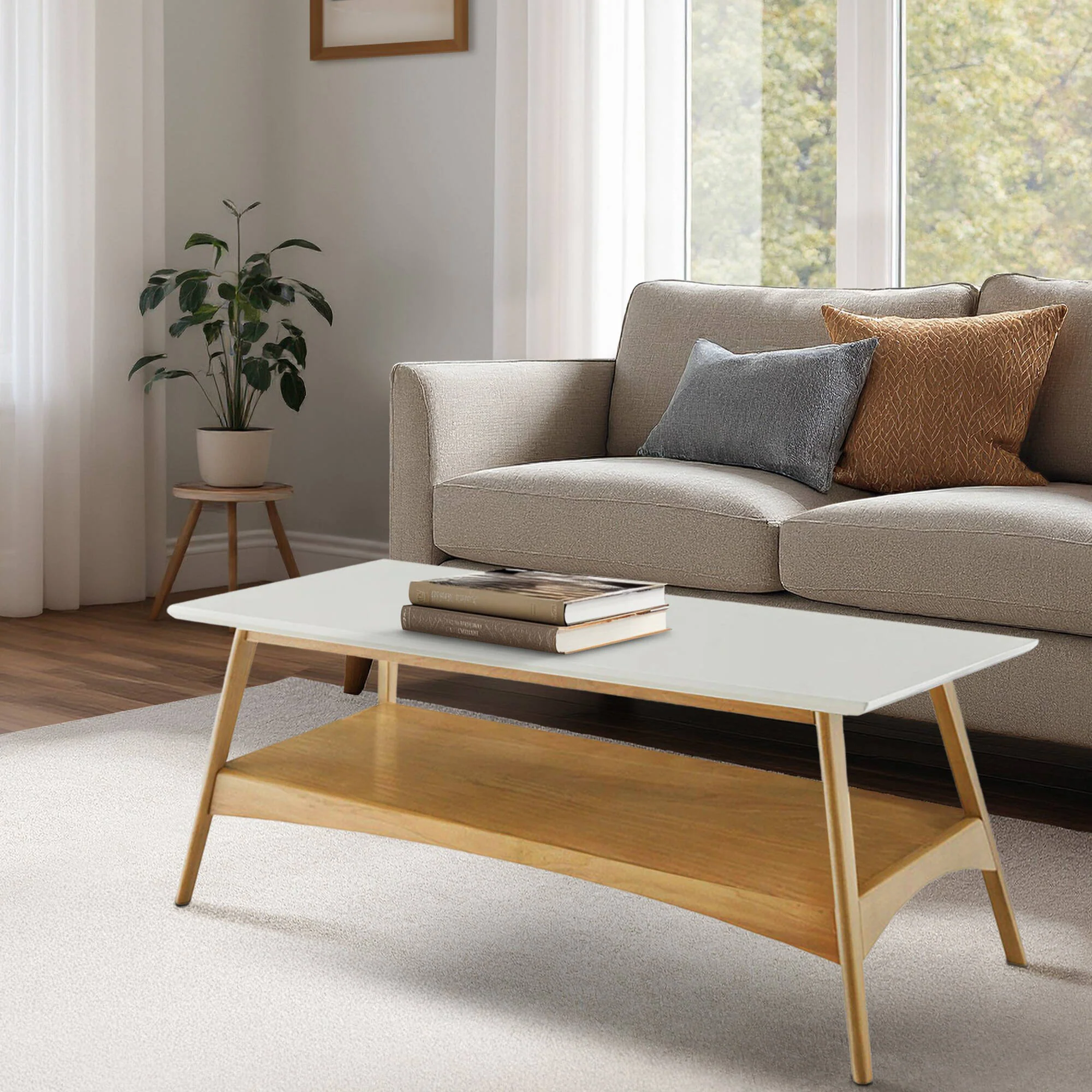 Parker Mid-century Coffee Table with Storage Shelf - Image 31