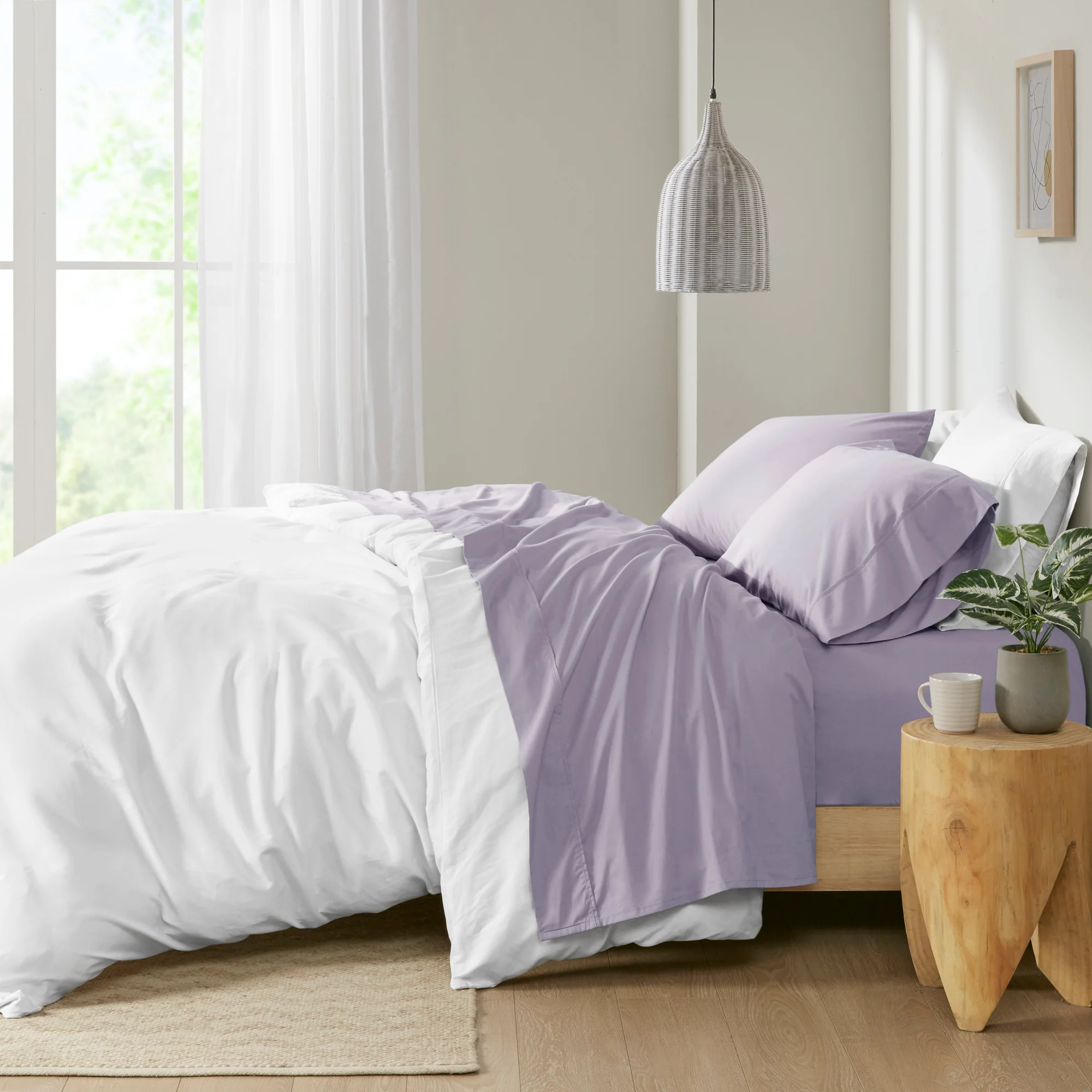 Peached Percale 200 Thread Count Relaxed Cotton Percale Sheet Set - Image 4