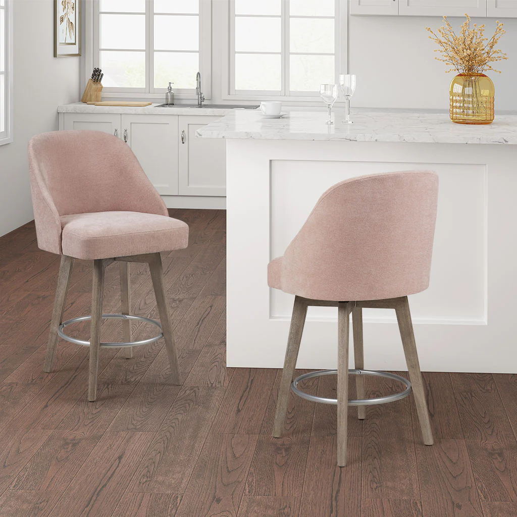 Pearce Swivel Upholstered Counter Stool (25.75'') with Solid Wood Legs & Metal Footrest - Image 10