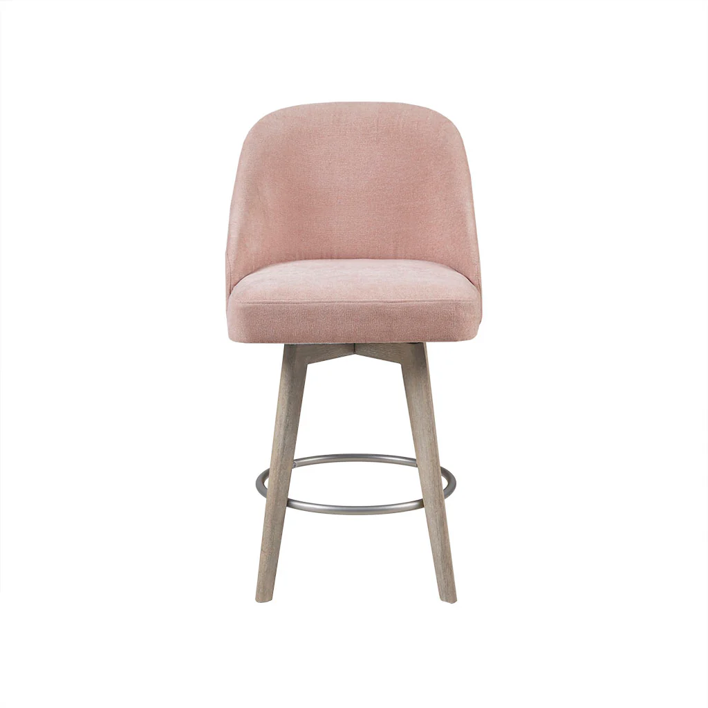 Pearce Swivel Upholstered Counter Stool (25.75'') with Solid Wood Legs & Metal Footrest - Image 13