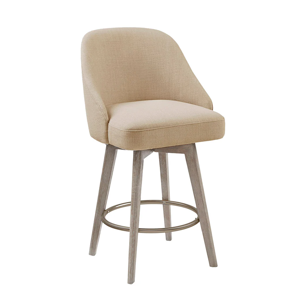 Pearce Swivel Upholstered Counter Stool (25.75'') with Solid Wood Legs & Metal Footrest - Image 17
