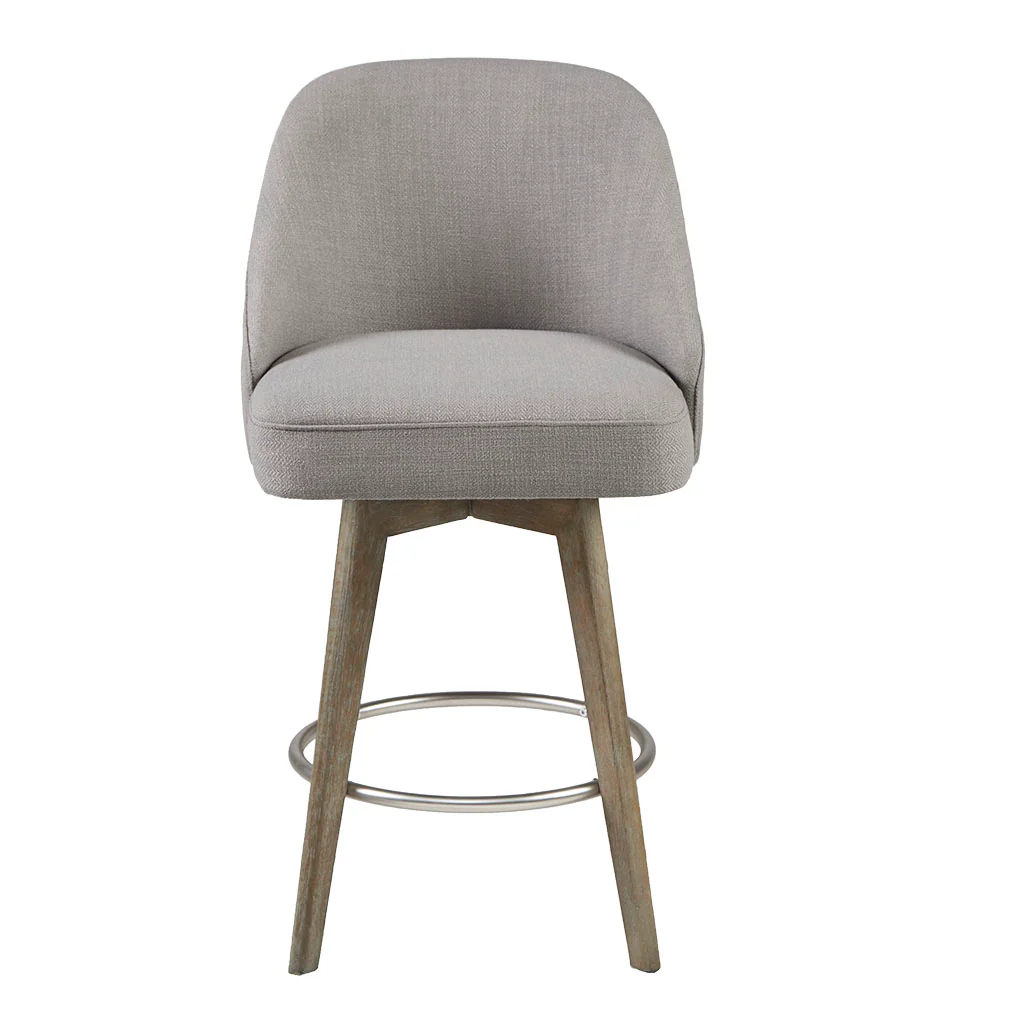 Pearce Swivel Upholstered Counter Stool (25.75'') with Solid Wood Legs & Metal Footrest - Image 18