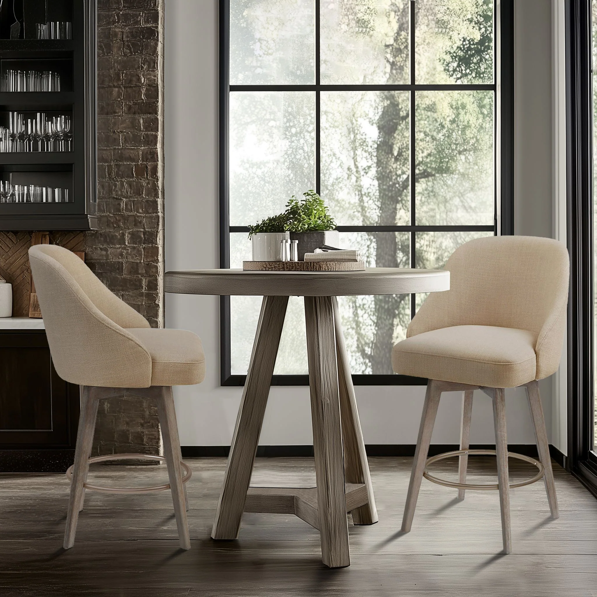 Pearce Swivel Upholstered Counter Stool (25.75'') with Solid Wood Legs & Metal Footrest - Image 41