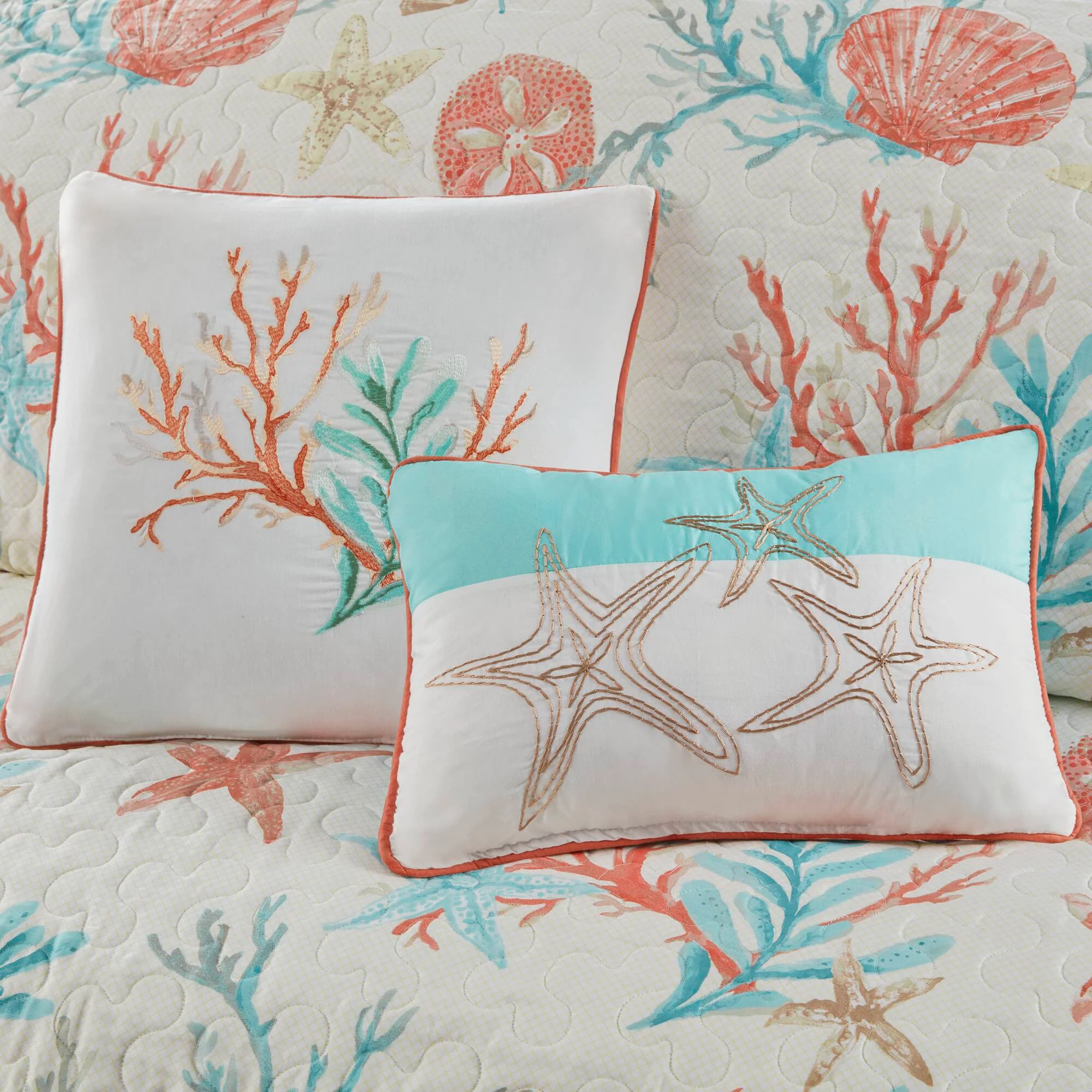 Pebble Beach 6-Piece Cotton Sateen Quilt Set with Throw Pillows - Image 11