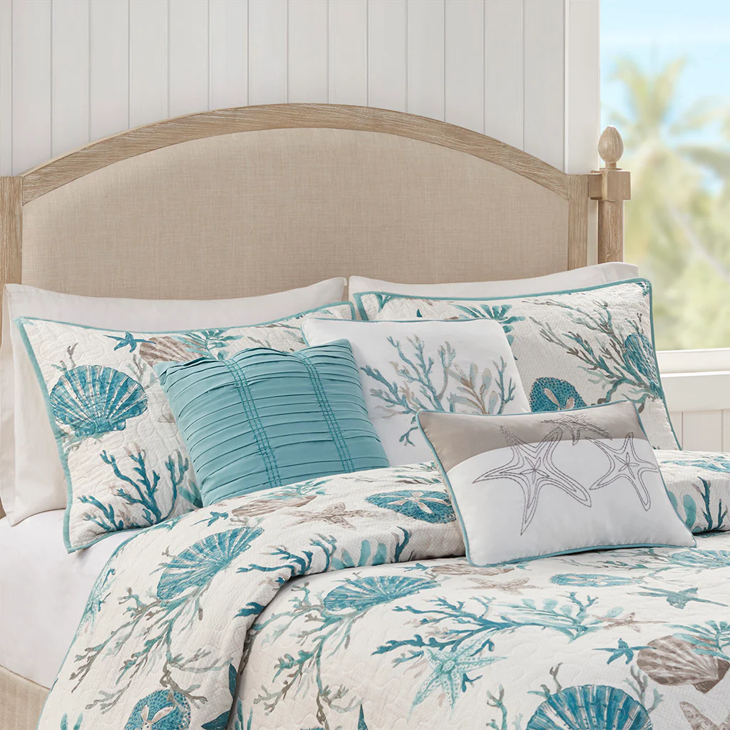 Pebble Beach 6-Piece Cotton Sateen Quilt Set with Throw Pillows - Image 16