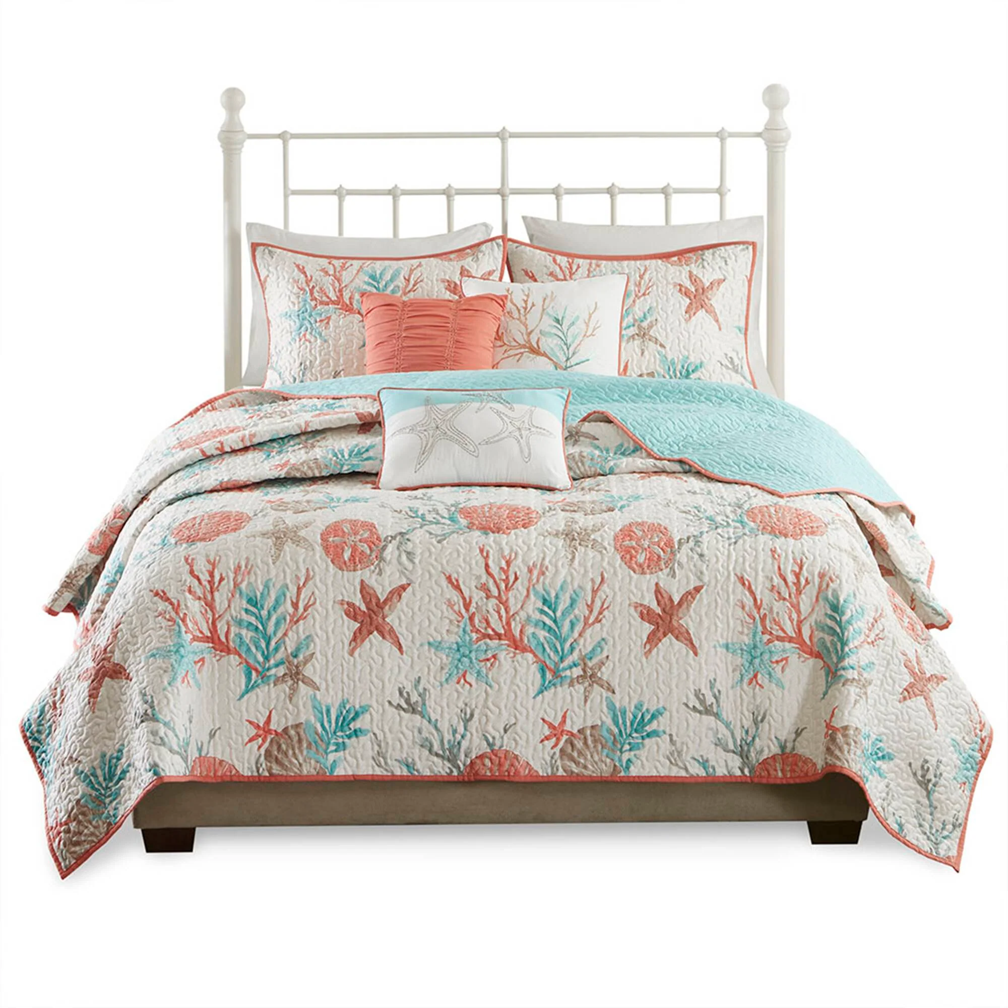 Pebble Beach 6-Piece Cotton Sateen Quilt Set with Throw Pillows - Image 19