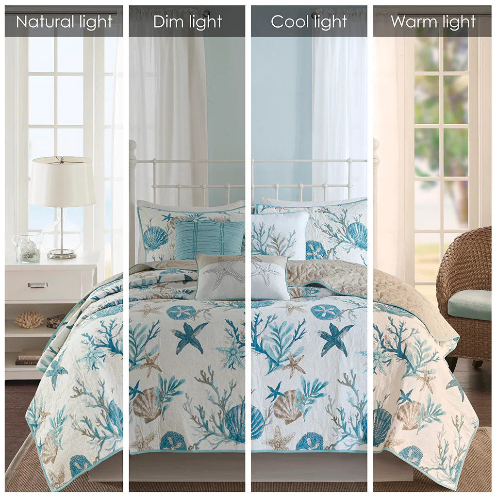 Pebble Beach 6-Piece Cotton Sateen Quilt Set with Throw Pillows - Image 27