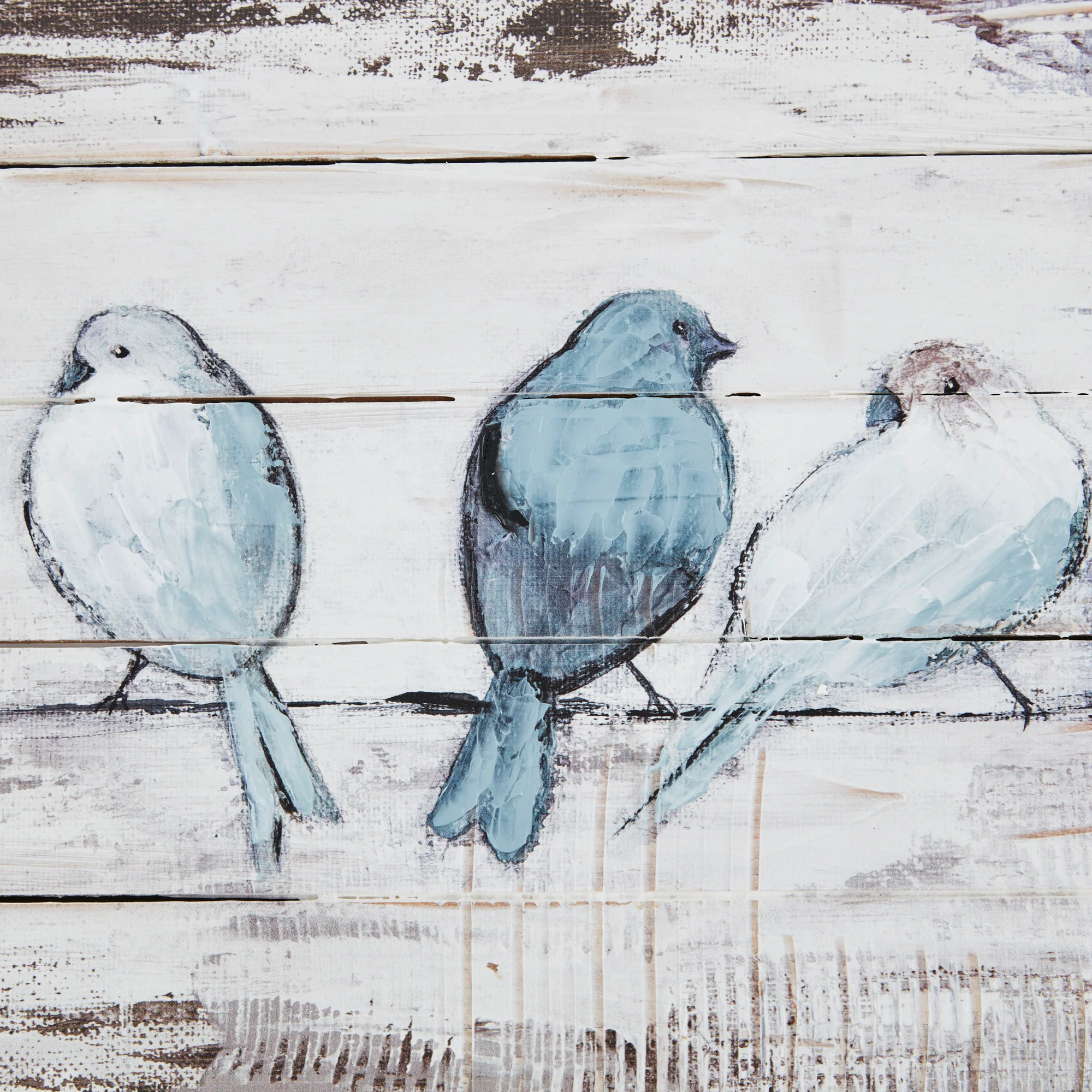 Perched Birds Hand Painted Wood Plank Panel Wall Decor - Image 3