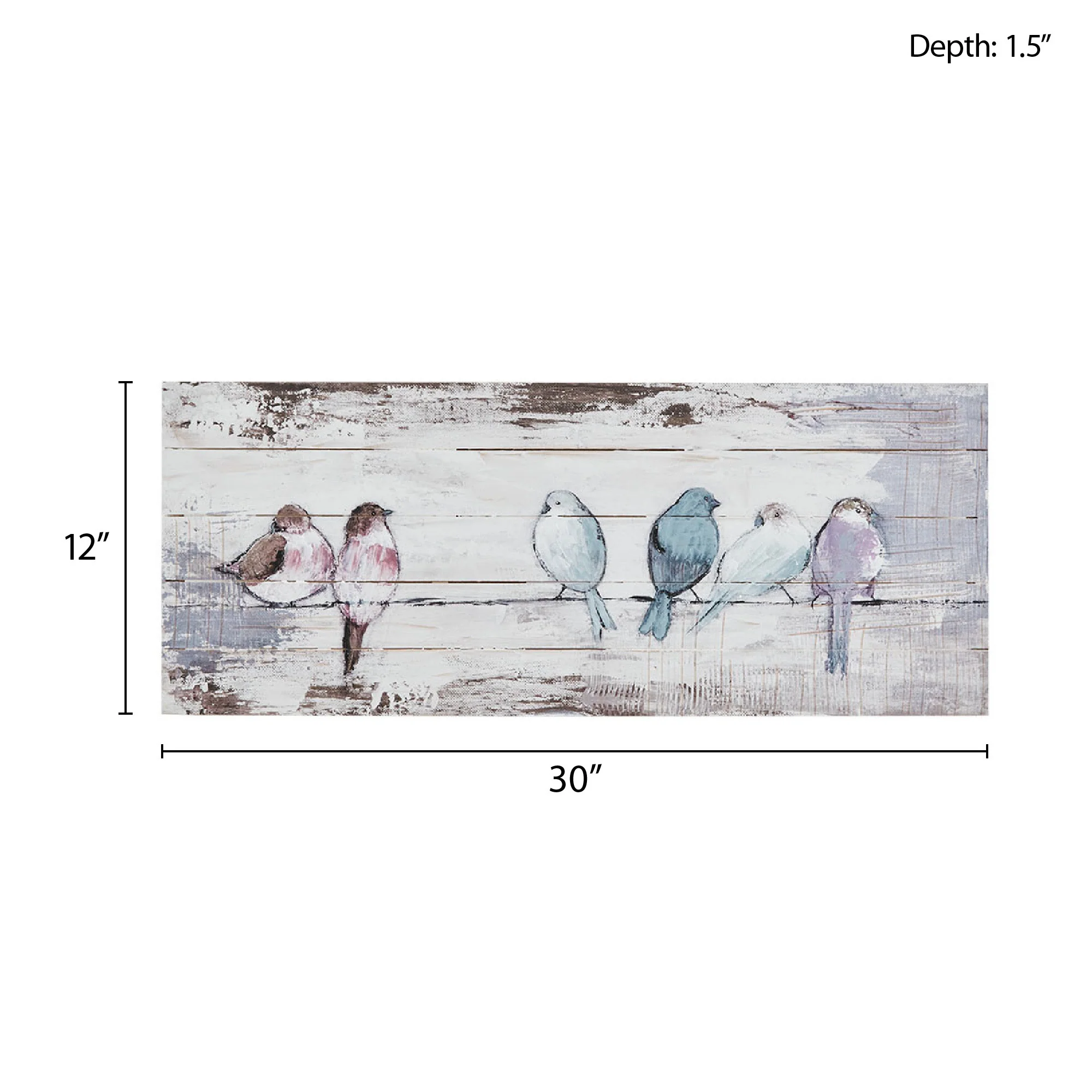 Perched Birds Hand Painted Wood Plank Panel Wall Decor - Image 7