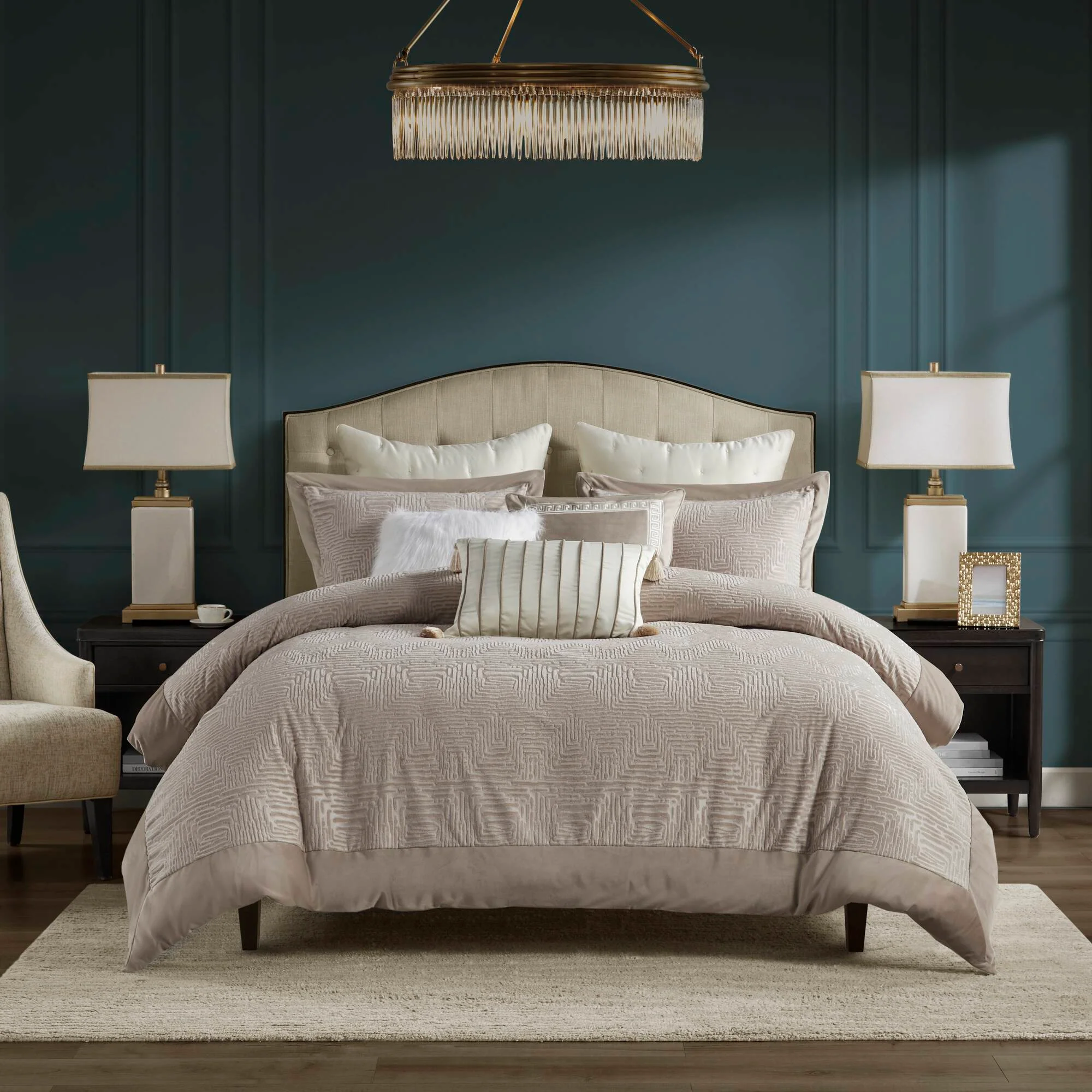 Pescal Oversized Velvet Comforter Set with Euro Shams and Throw Pillows - Image 10