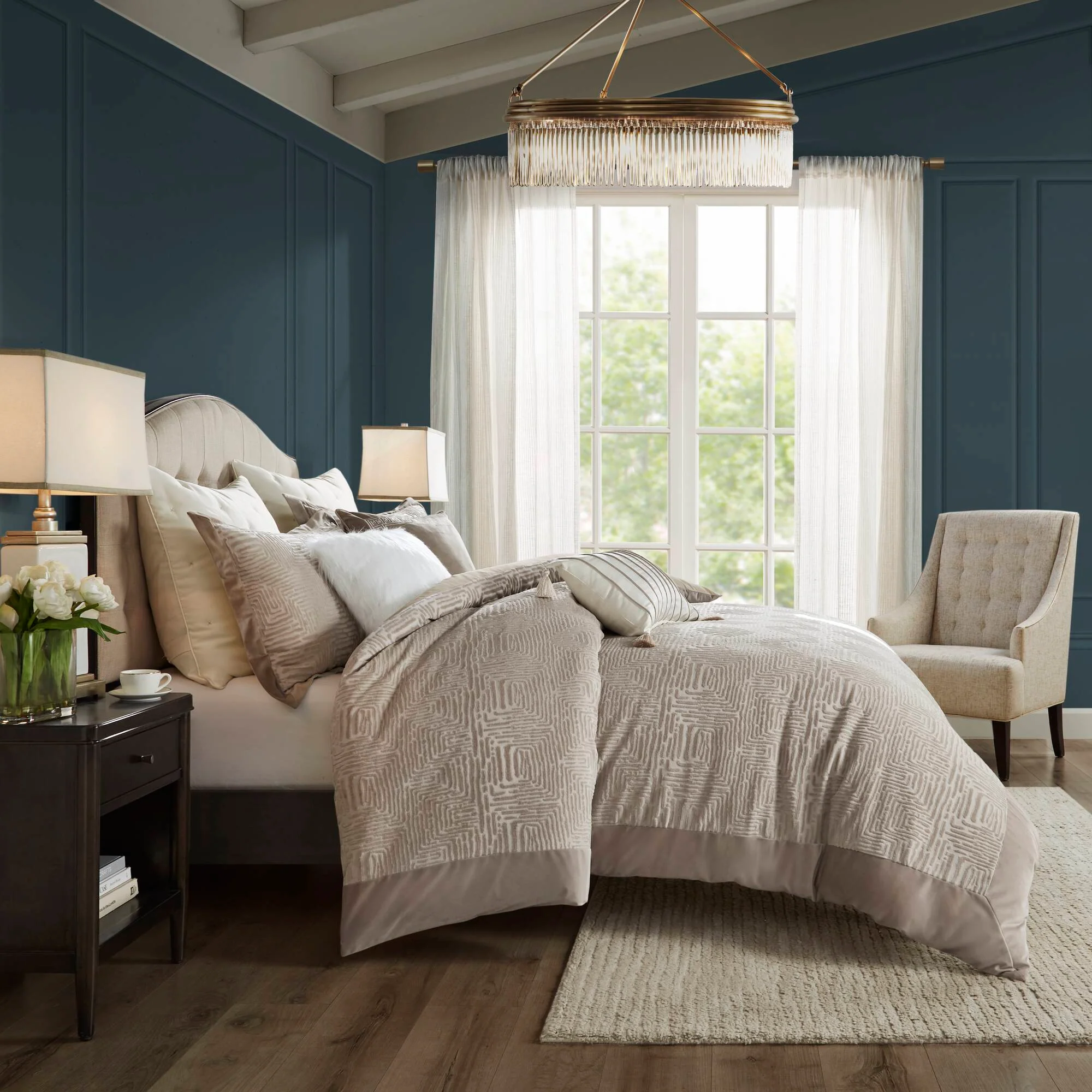 Pescal Oversized Velvet Comforter Set with Euro Shams and Throw Pillows - Image 12