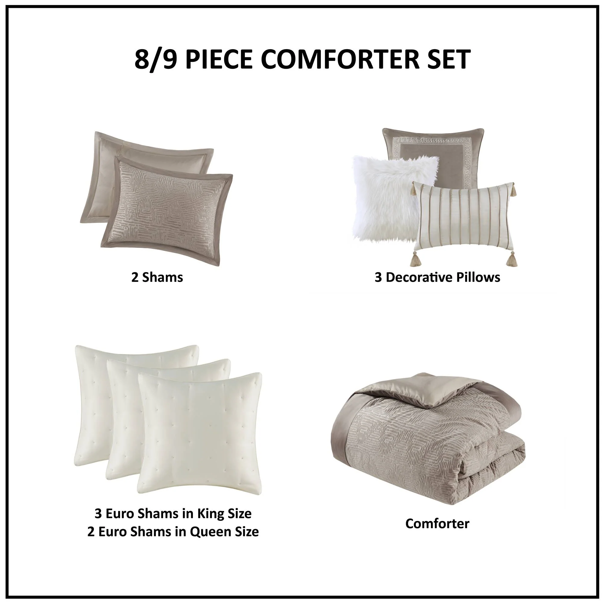 Pescal Oversized Velvet Comforter Set with Euro Shams and Throw Pillows - Image 9