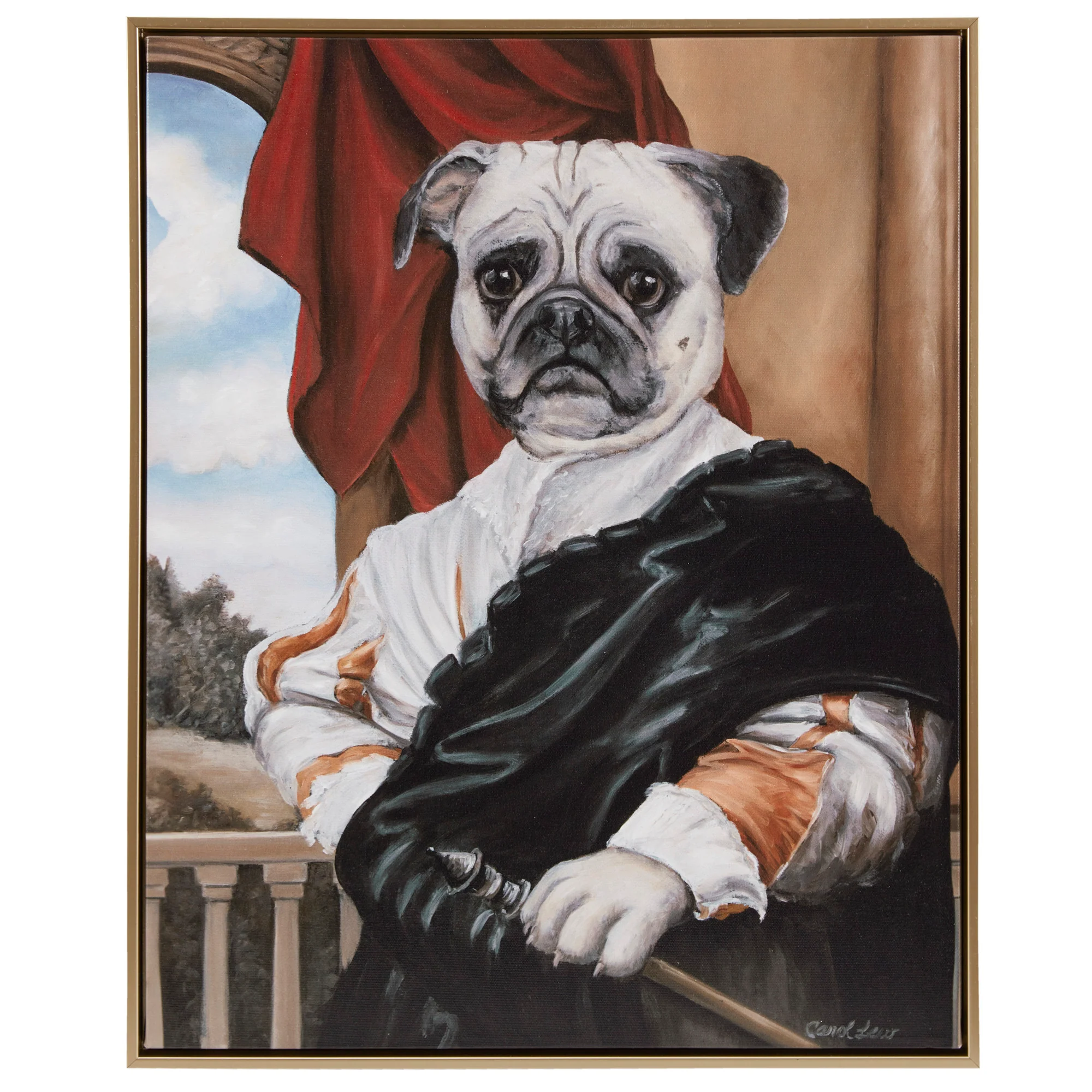 Pet Portrait Captain's Guard Pug Framed Canvas Wall Art - Image 7