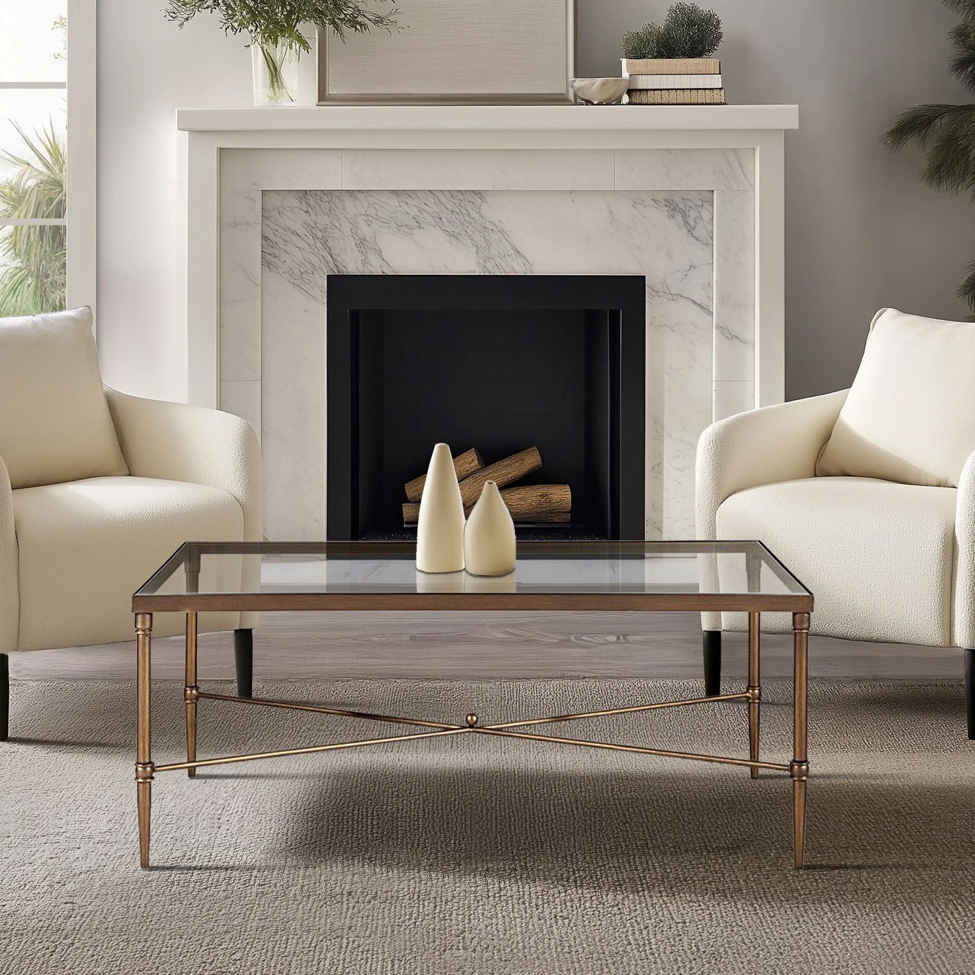 Porter Rectangular Metal & Glass Coffee Table - Image 3