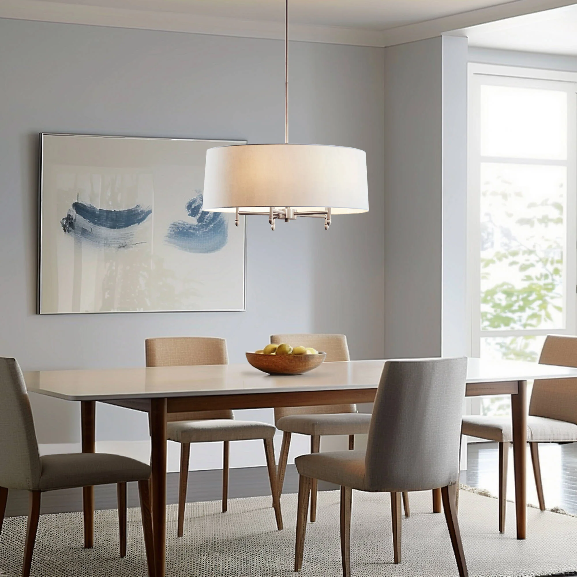 Presidio Presidio 5-Light Dimmable Chandelier with Drum-shaped Fabric Shade & Adjustable Height - Image 9