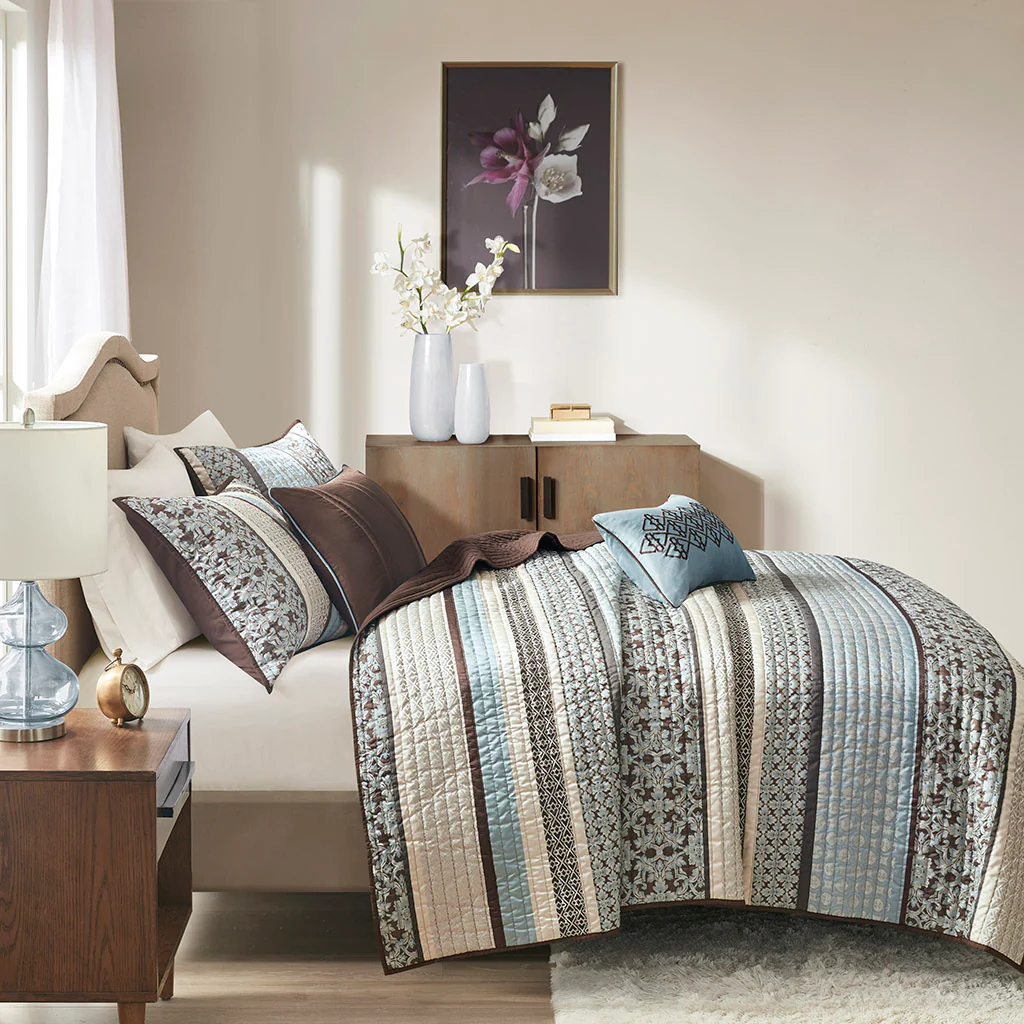 Princeton 5-Piece Jacquard Quilt Set with Throw Pillows - Image 10
