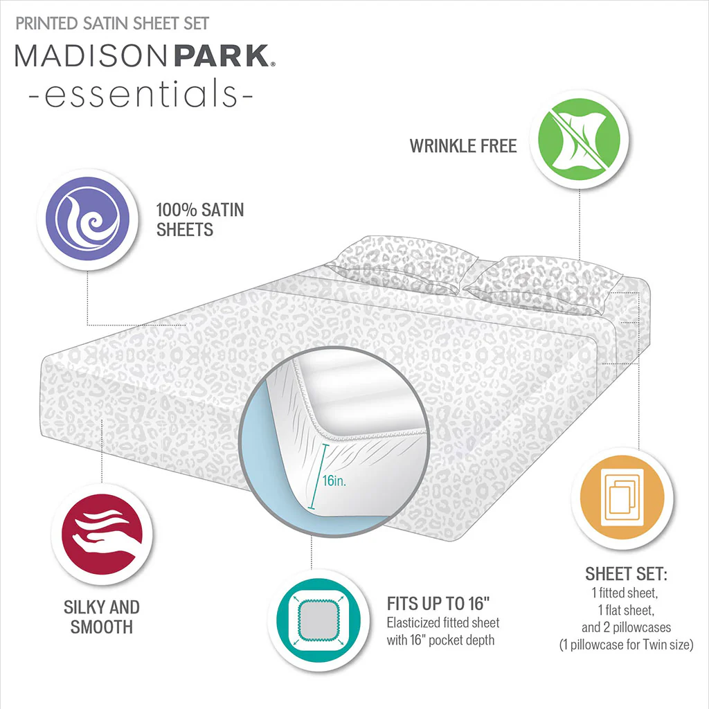 Printed Satin Sheet Set - Image 8