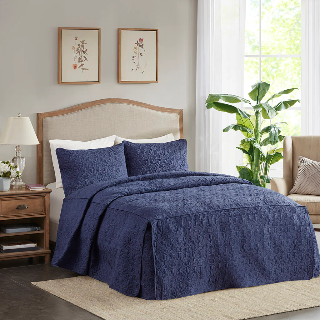 Quebec 3-Piece Split Corner Pleated Quilted Bedspread - Image 3