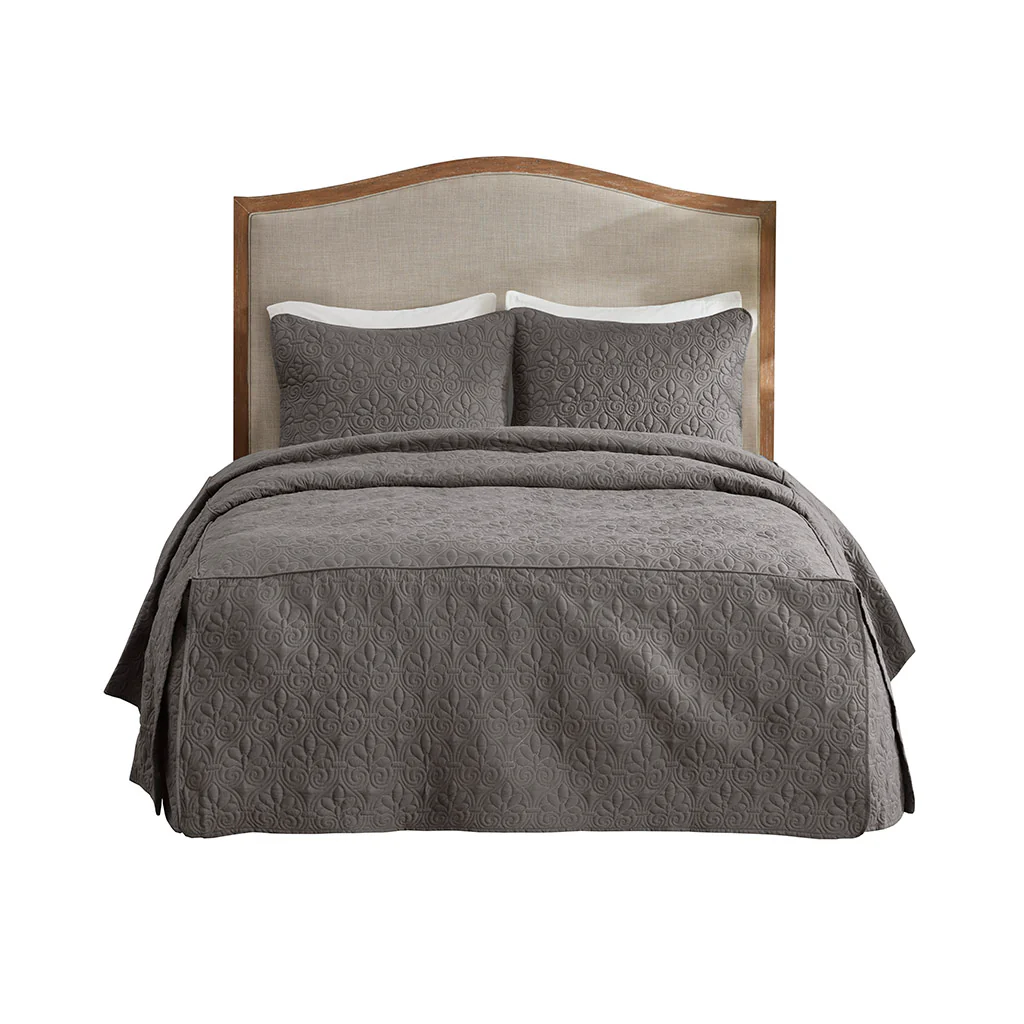 Quebec 3-Piece Split Corner Pleated Quilted Bedspread - Image 6
