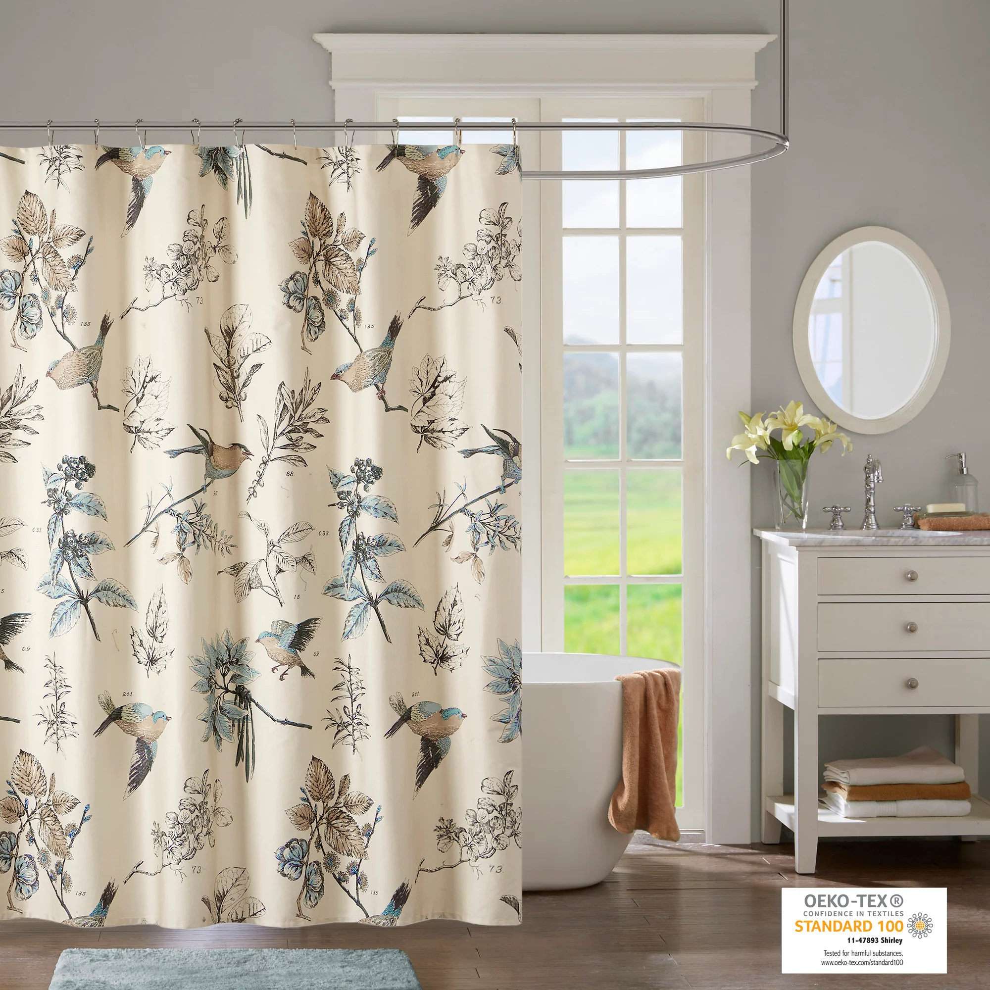 Quincy Printed Cotton Shower Curtain - Image 6