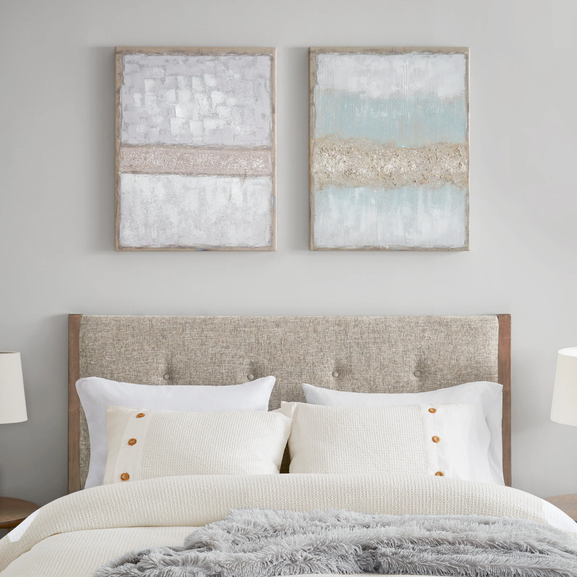 Radiant Flatland Hand Embellished Glitter 2-Piece Canvas Wall Art Set