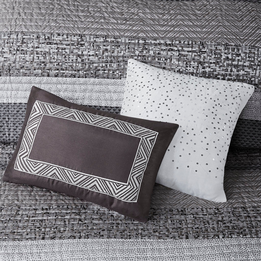 Rhapsody 6-Piece Reversible Jacquard Quilt Set with Throw Pillows - Image 20