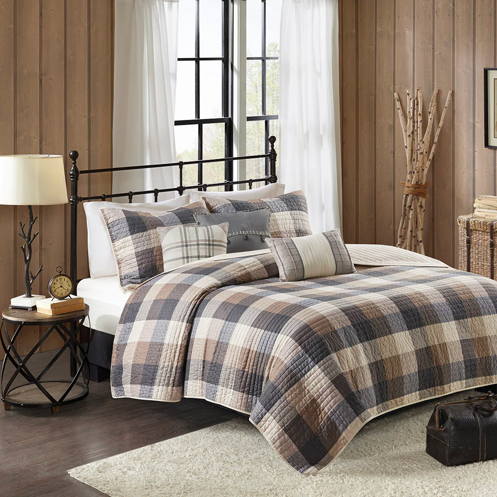 Ridge 6-Piece Printed Herringbone Quilt Set with Throw Pillows - Image 15