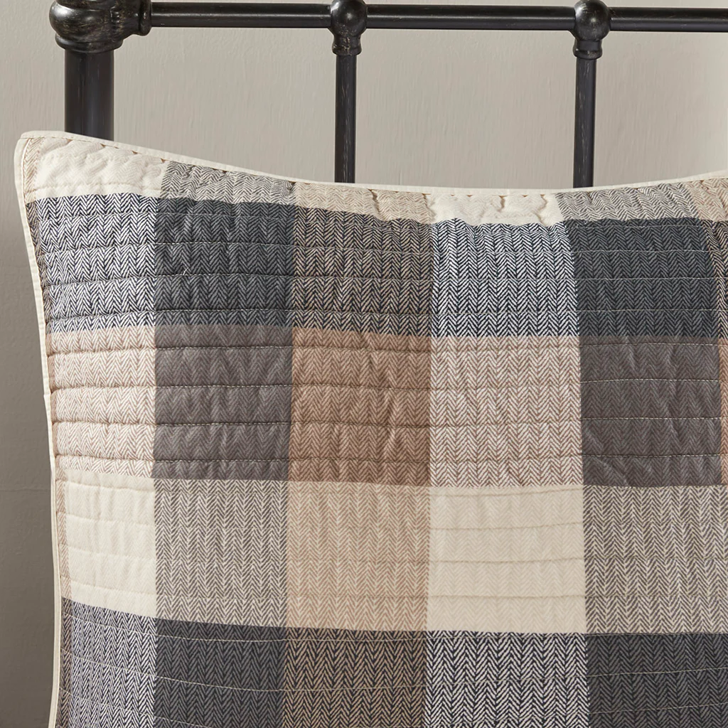 Ridge 6-Piece Printed Herringbone Quilt Set with Throw Pillows - Image 19