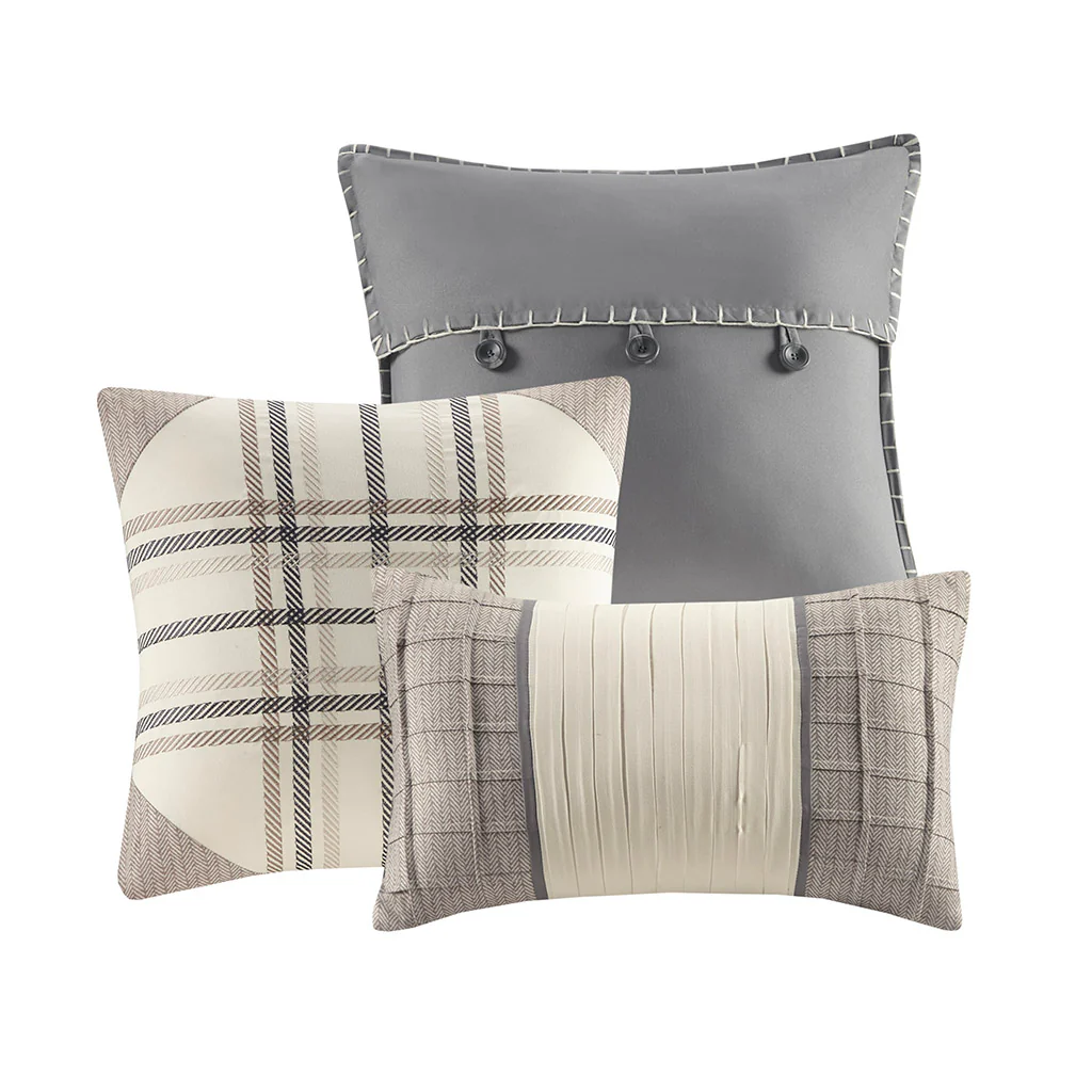 Ridge 6-Piece Printed Herringbone Quilt Set with Throw Pillows - Image 27