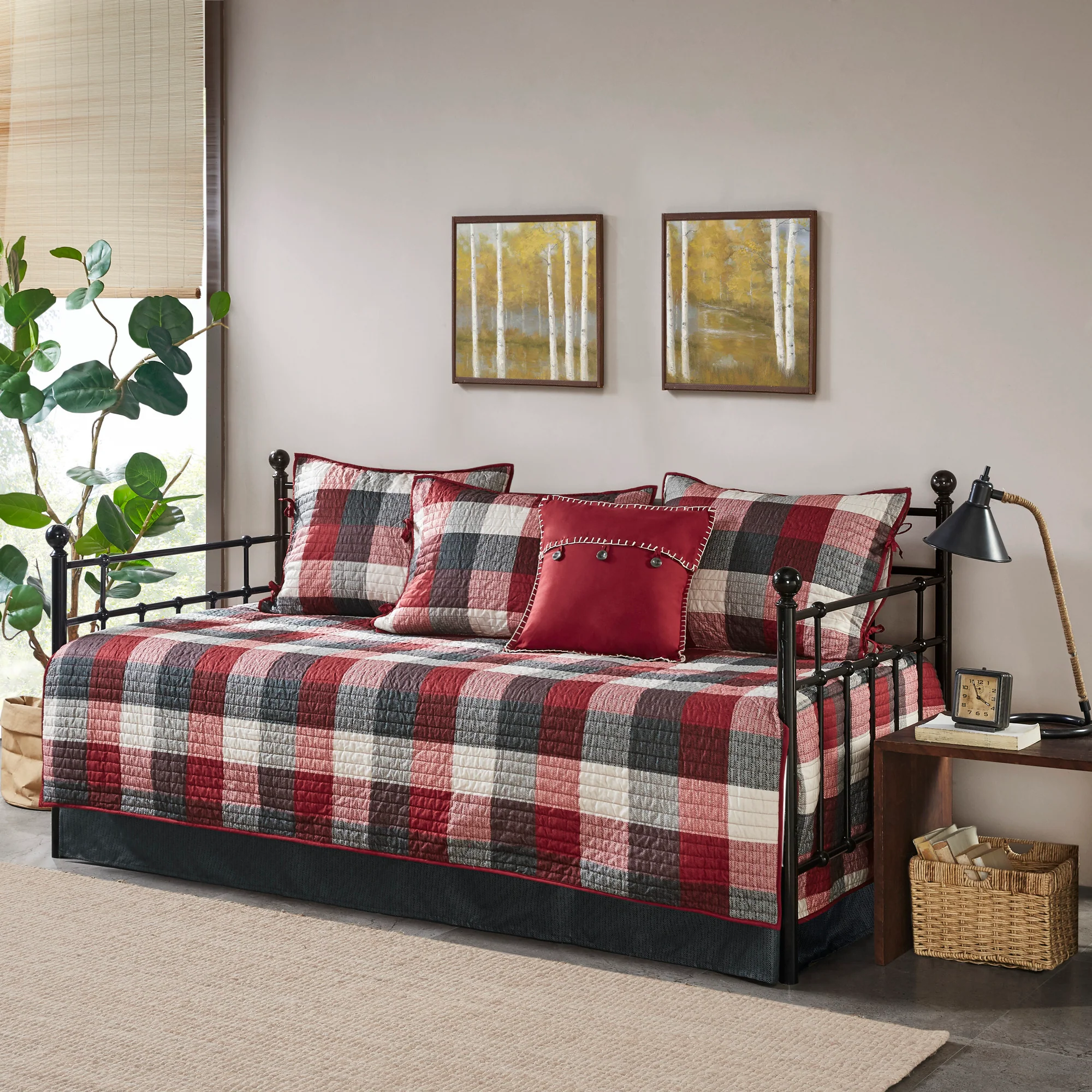 Ridge 6-Piece Reversible Plaid Daybed Cover Set