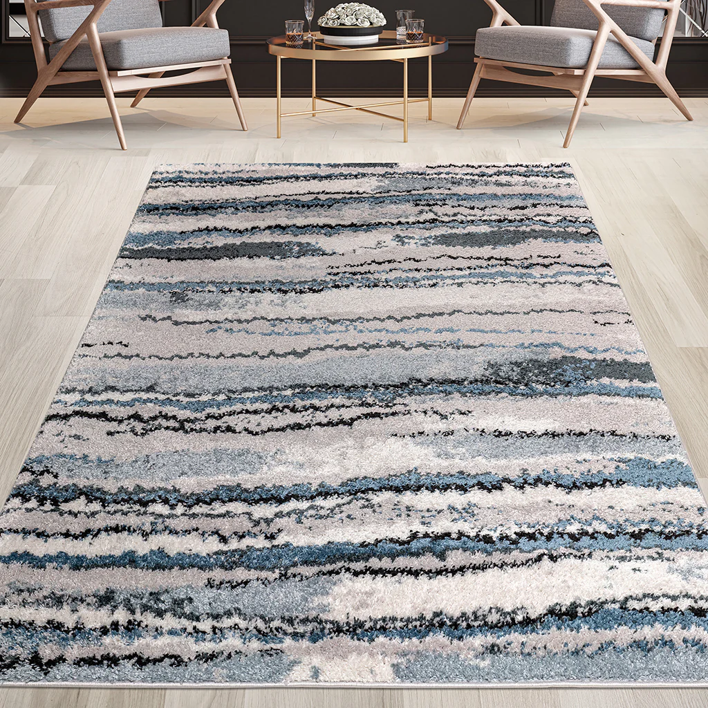 Riley Watercolor Abstract Stripe Woven Area Rug - Image 6