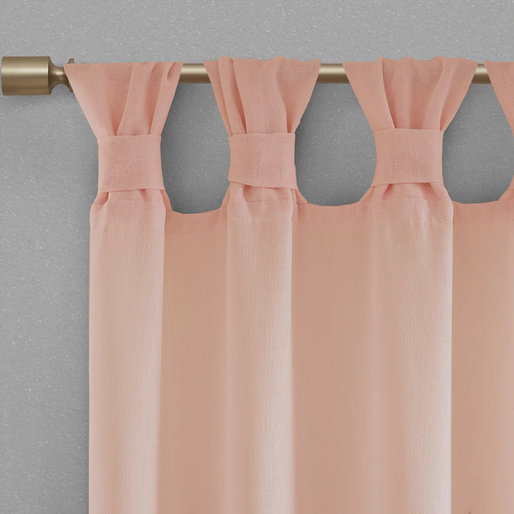 Rosette Floral Embellished Cuff Tab Top Solid Curtain Panel - Image 21