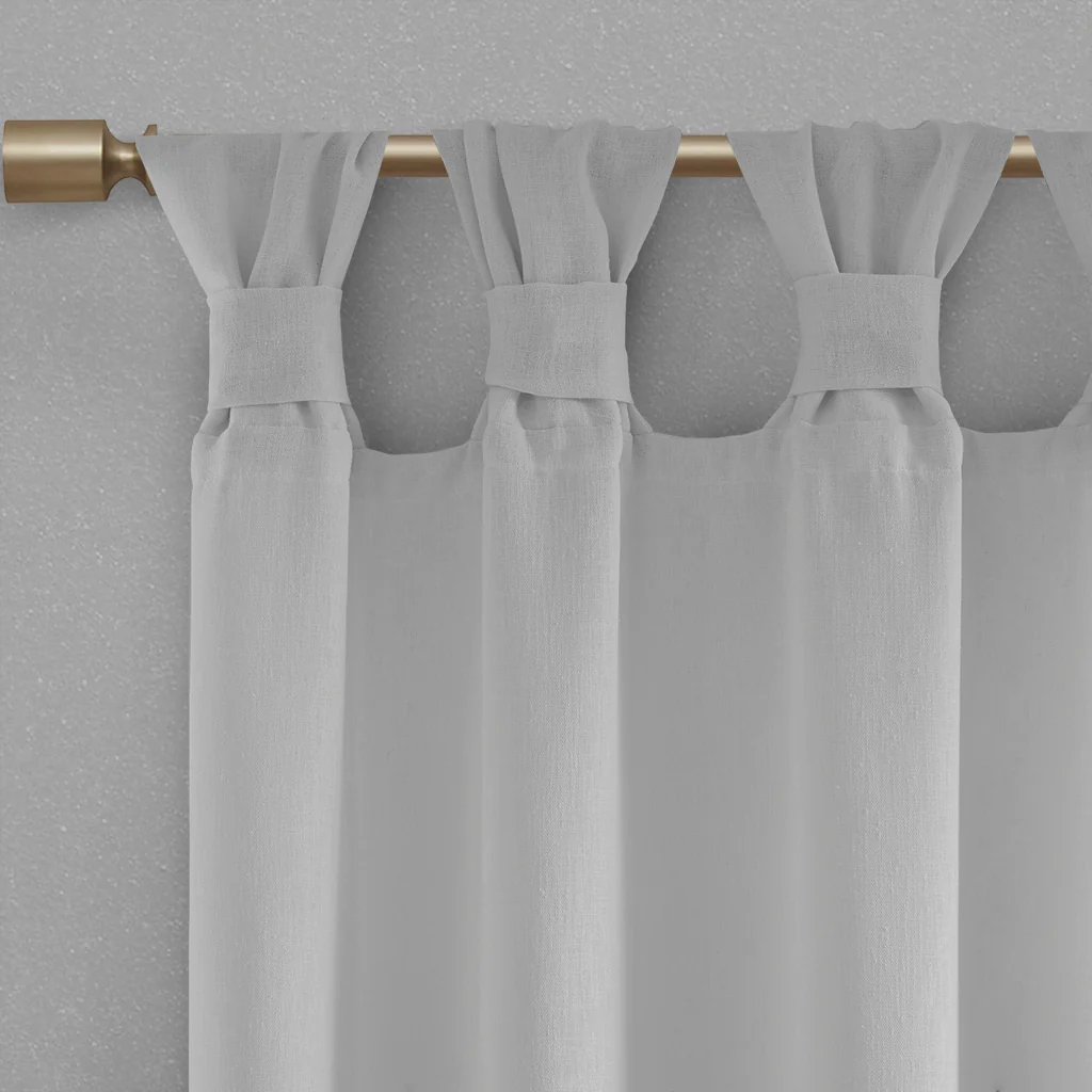 Rosette Floral Embellished Cuff Tab Top Solid Curtain Panel - Image 29