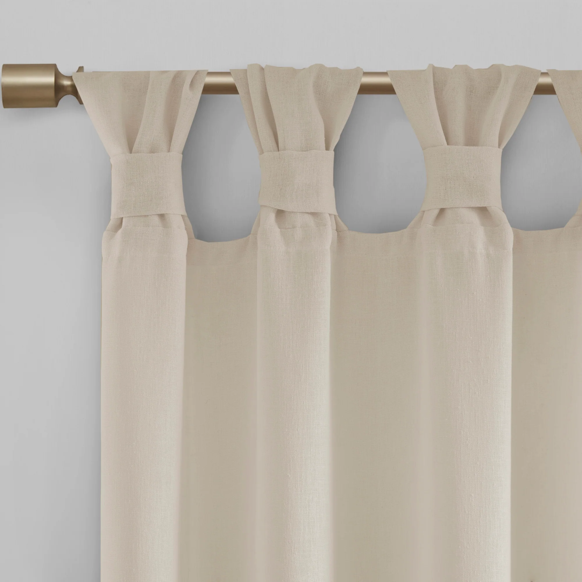 Rosette Floral Embellished Cuff Tab Top Solid Curtain Panel - Image 4