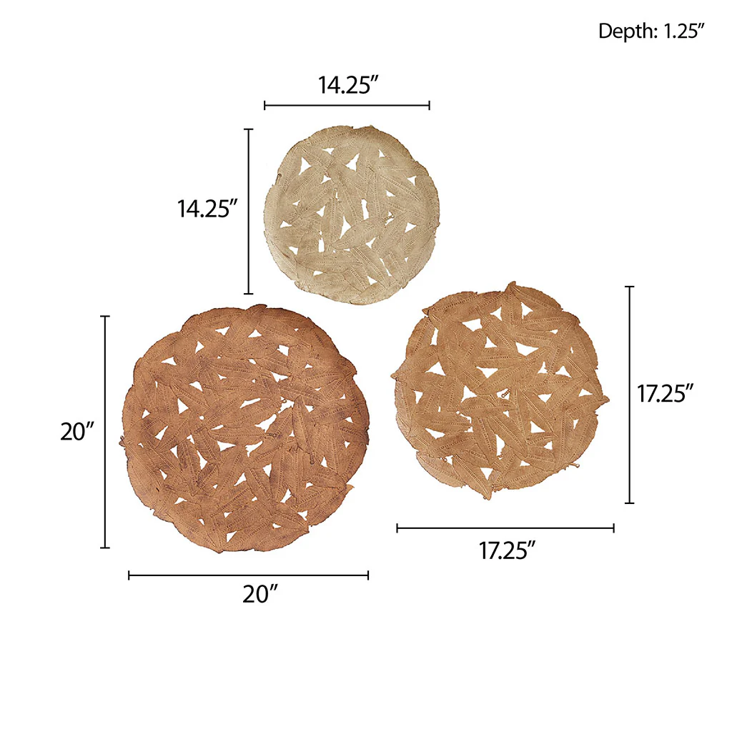 Rossi Textured Feather 3-Piece Metal Disc Wall Decor Set - Image 29