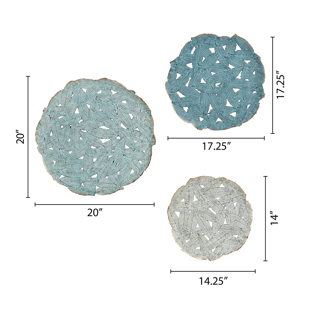 Rossi Textured Feather 3-Piece Metal Disc Wall Decor Set - Image 30