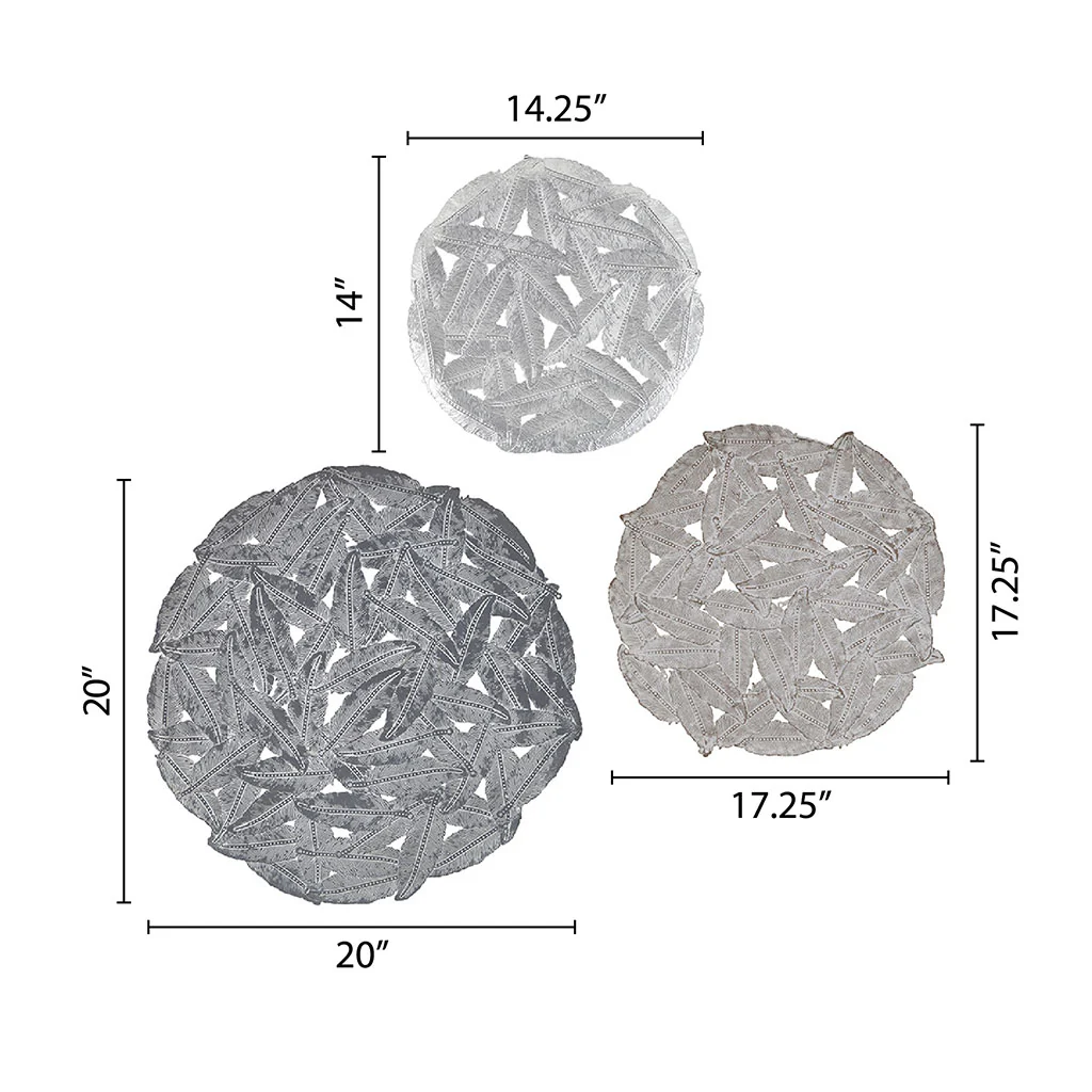 Rossi Textured Feather 3-Piece Metal Disc Wall Decor Set - Image 31