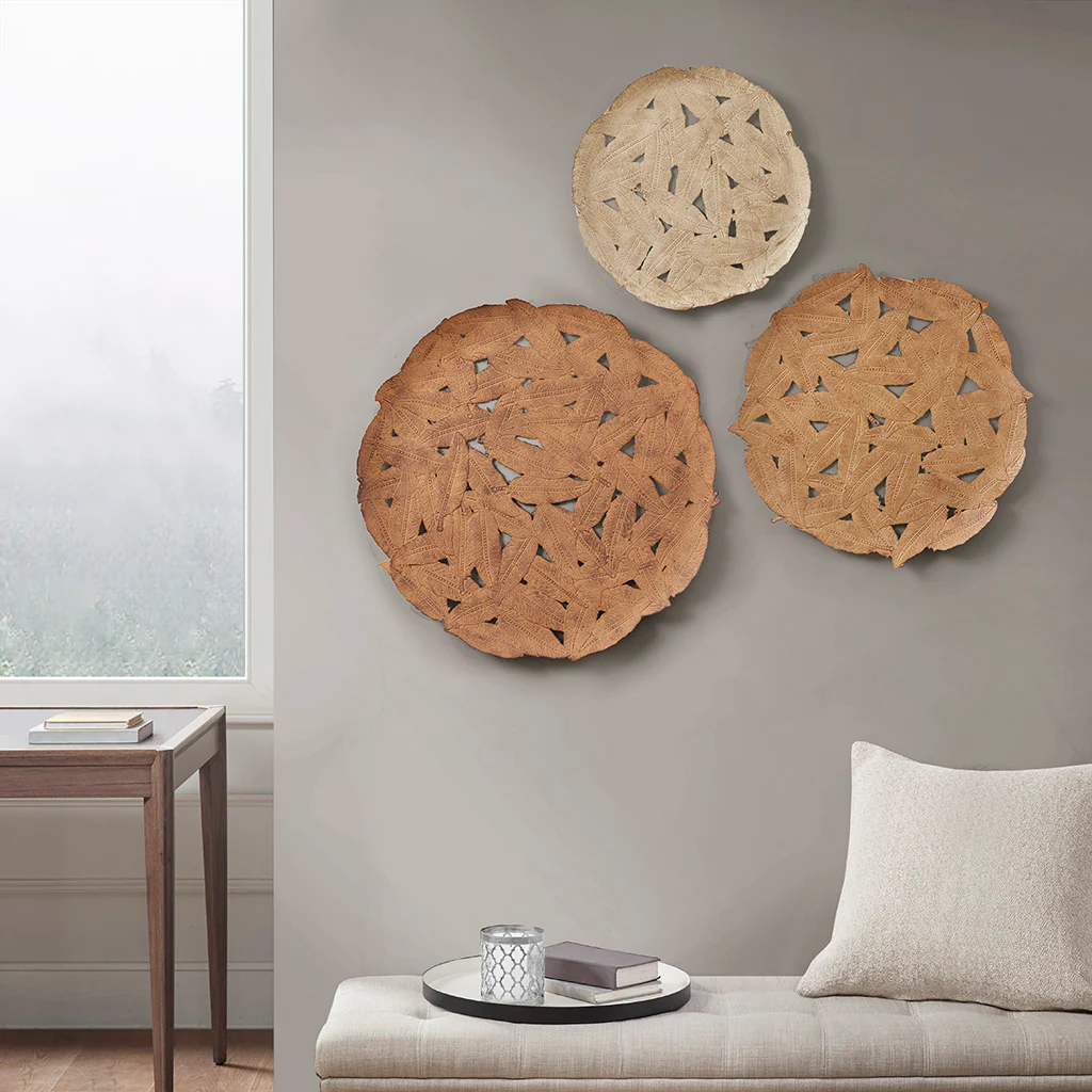 Rossi Textured Feather 3-Piece Metal Disc Wall Decor Set - Image 34