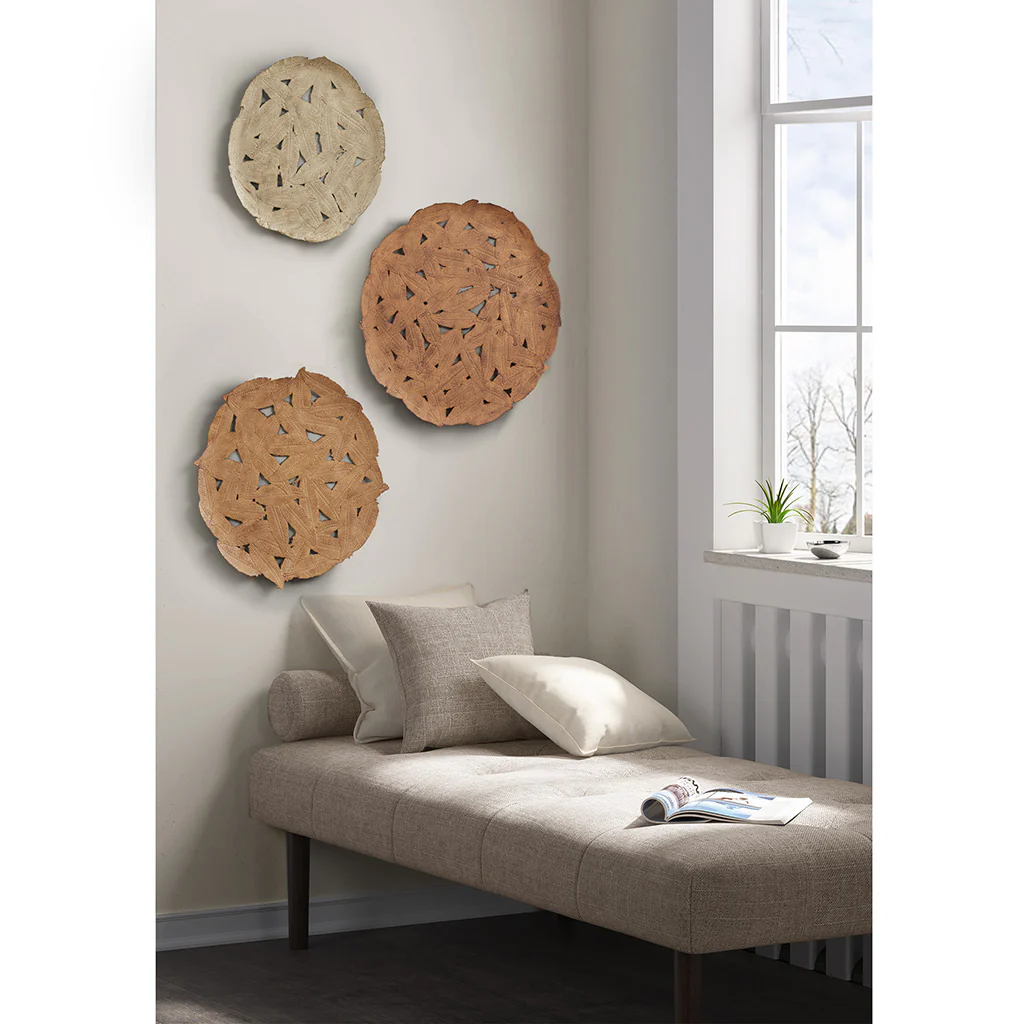 Rossi Textured Feather 3-Piece Metal Disc Wall Decor Set - Image 37