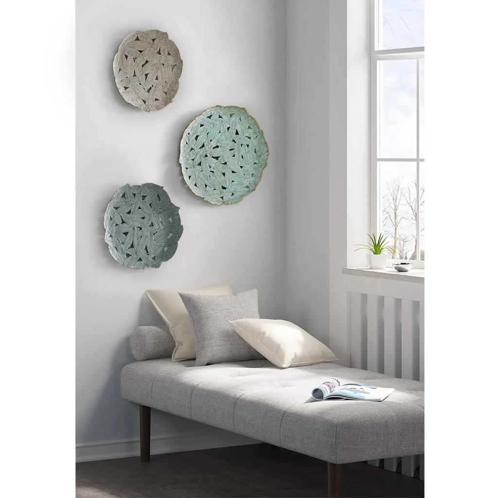 Rossi Textured Feather 3-Piece Metal Disc Wall Decor Set - Image 38