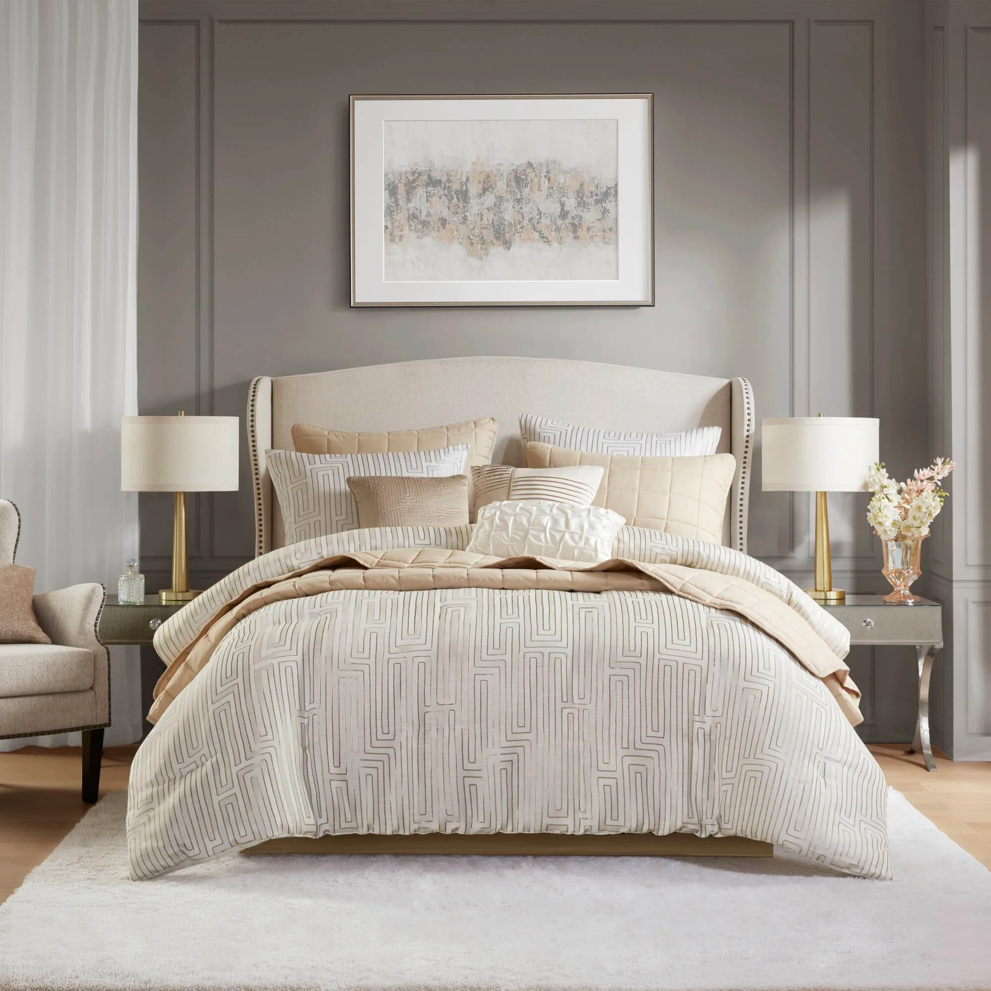 Royce 10-Piece Luxury Jacquard Comforter Set