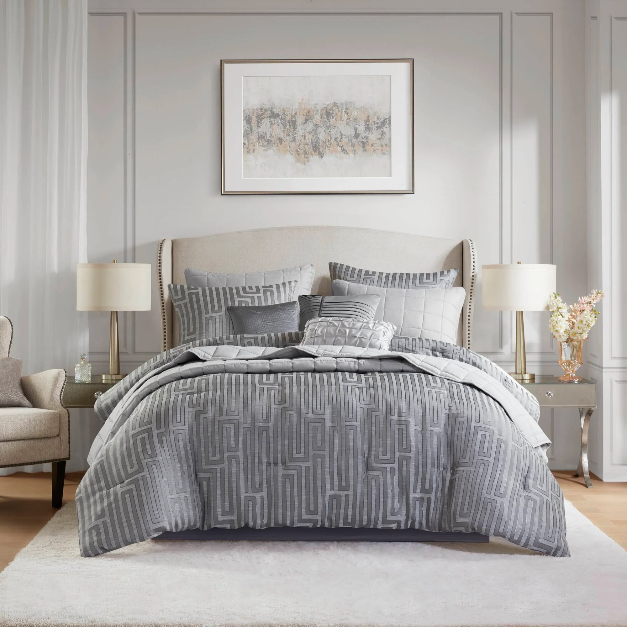 Royce 10-Piece Luxury Jacquard Comforter Set - Image 20