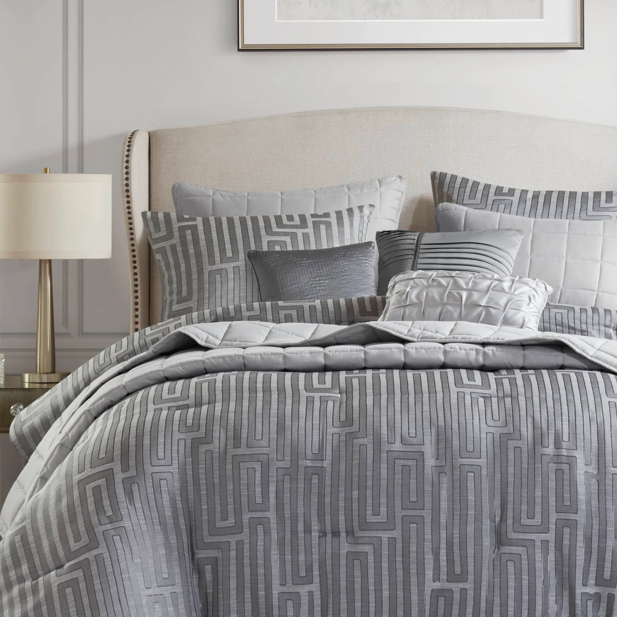 Royce 10-Piece Luxury Jacquard Comforter Set - Image 21