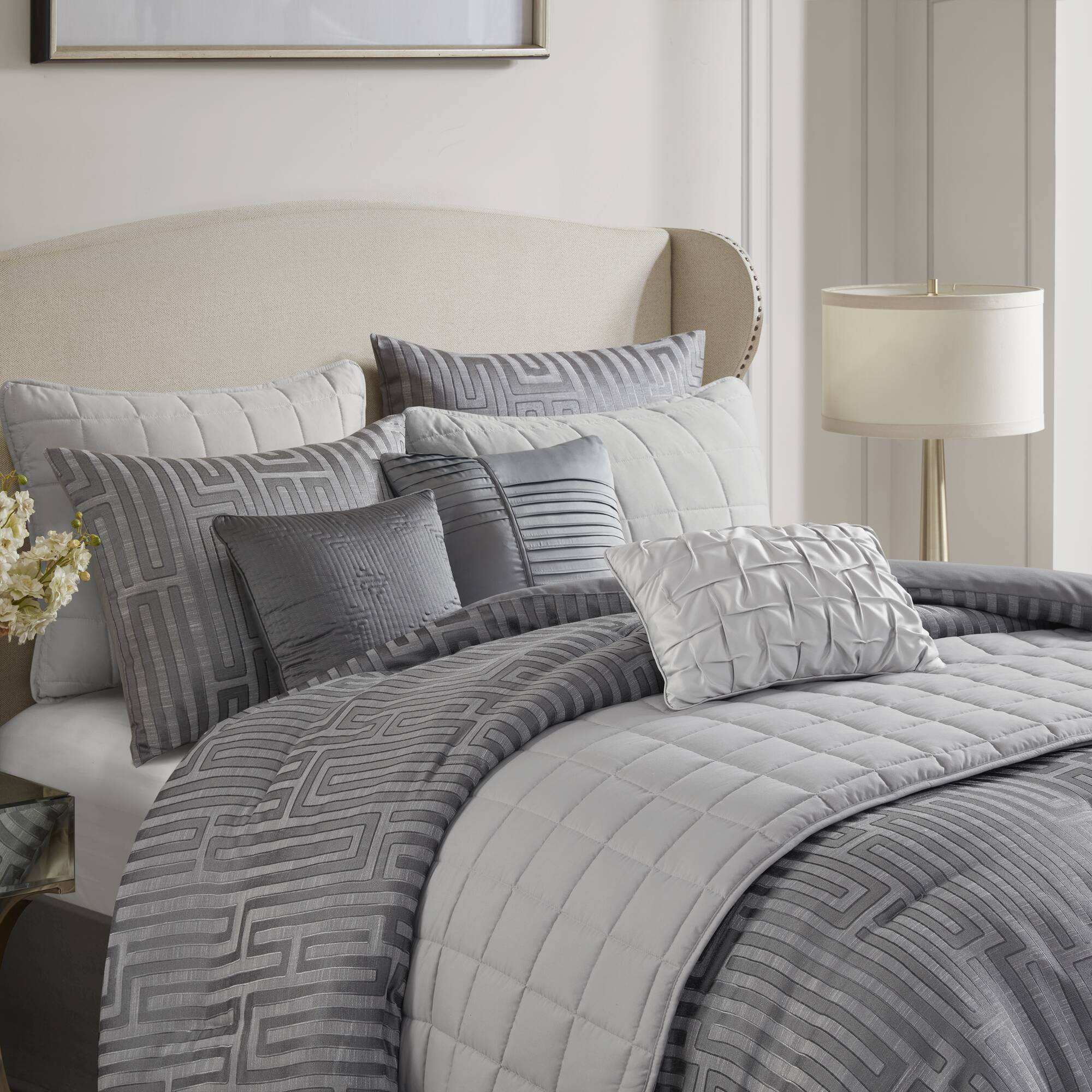 Royce 10-Piece Luxury Jacquard Comforter Set - Image 24